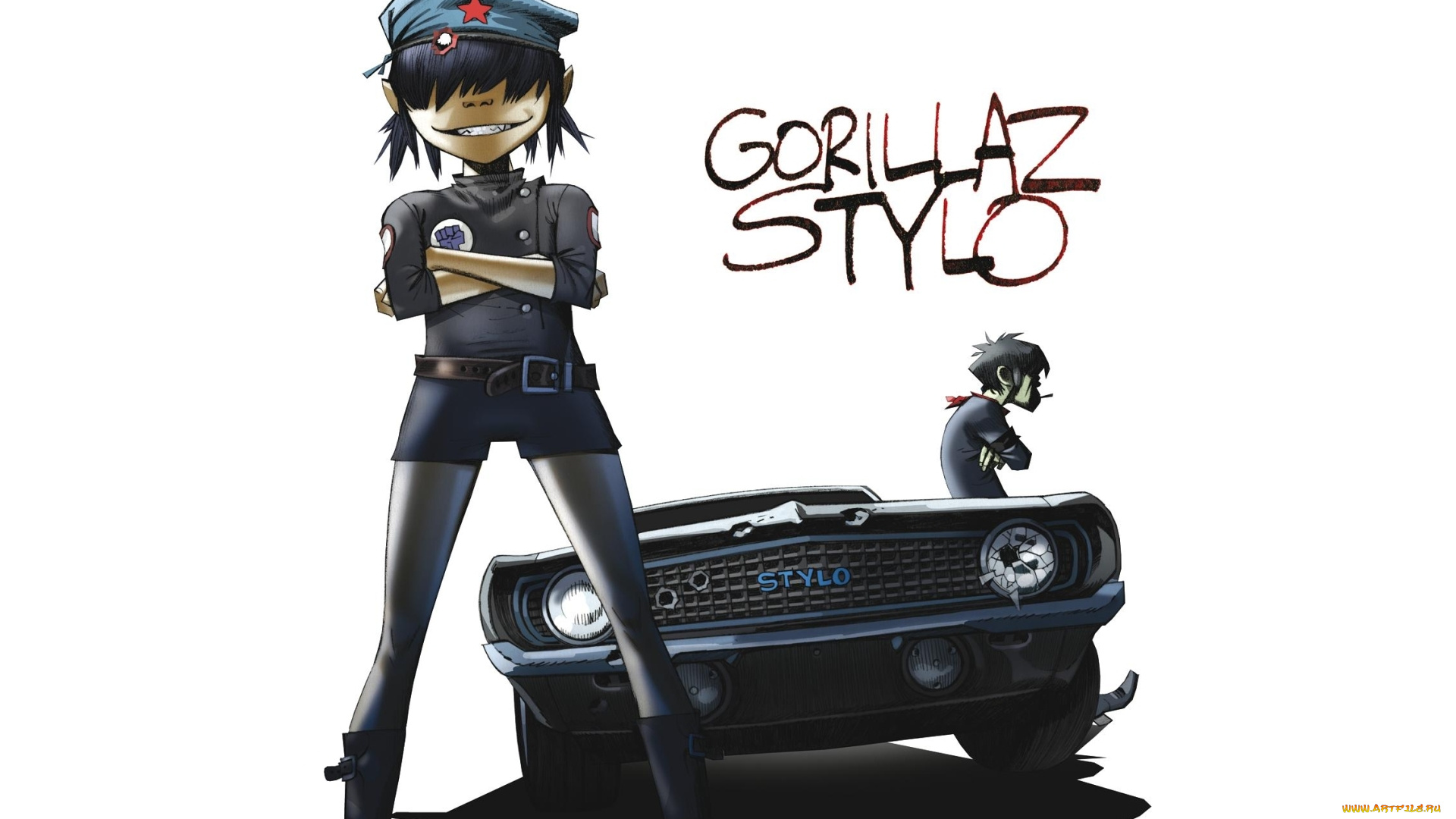 музыка, gorillaz, chevrolet, stylo, машина, группа, murdoc, camaro, гориллаз, noodle