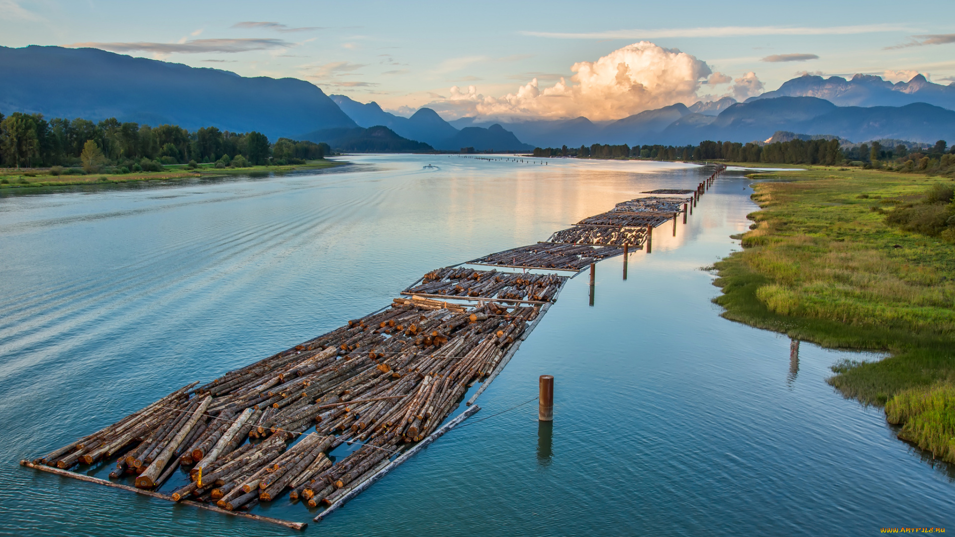 природа, реки, озера, плот, сплав, река, горы, небо