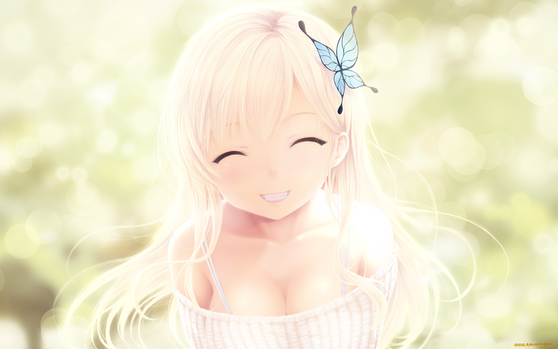 аниме, boku, wa, tomodachi, ga, sukunai, девушка, взгляд, фон