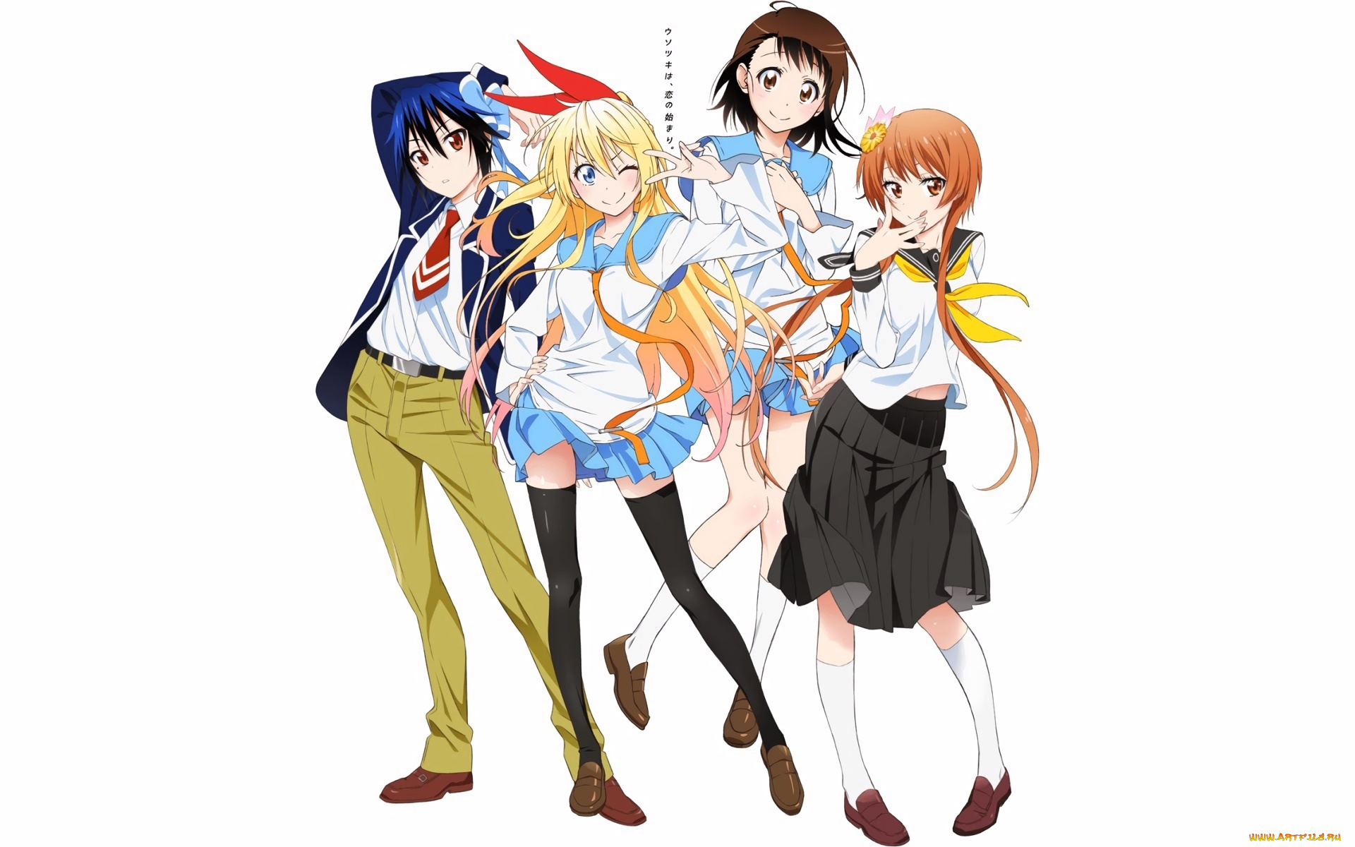 аниме, nisekoi, фон, взгляд, девушки