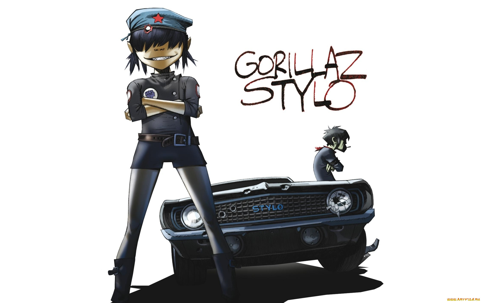 музыка, gorillaz, chevrolet, stylo, машина, группа, murdoc, camaro, гориллаз, noodle