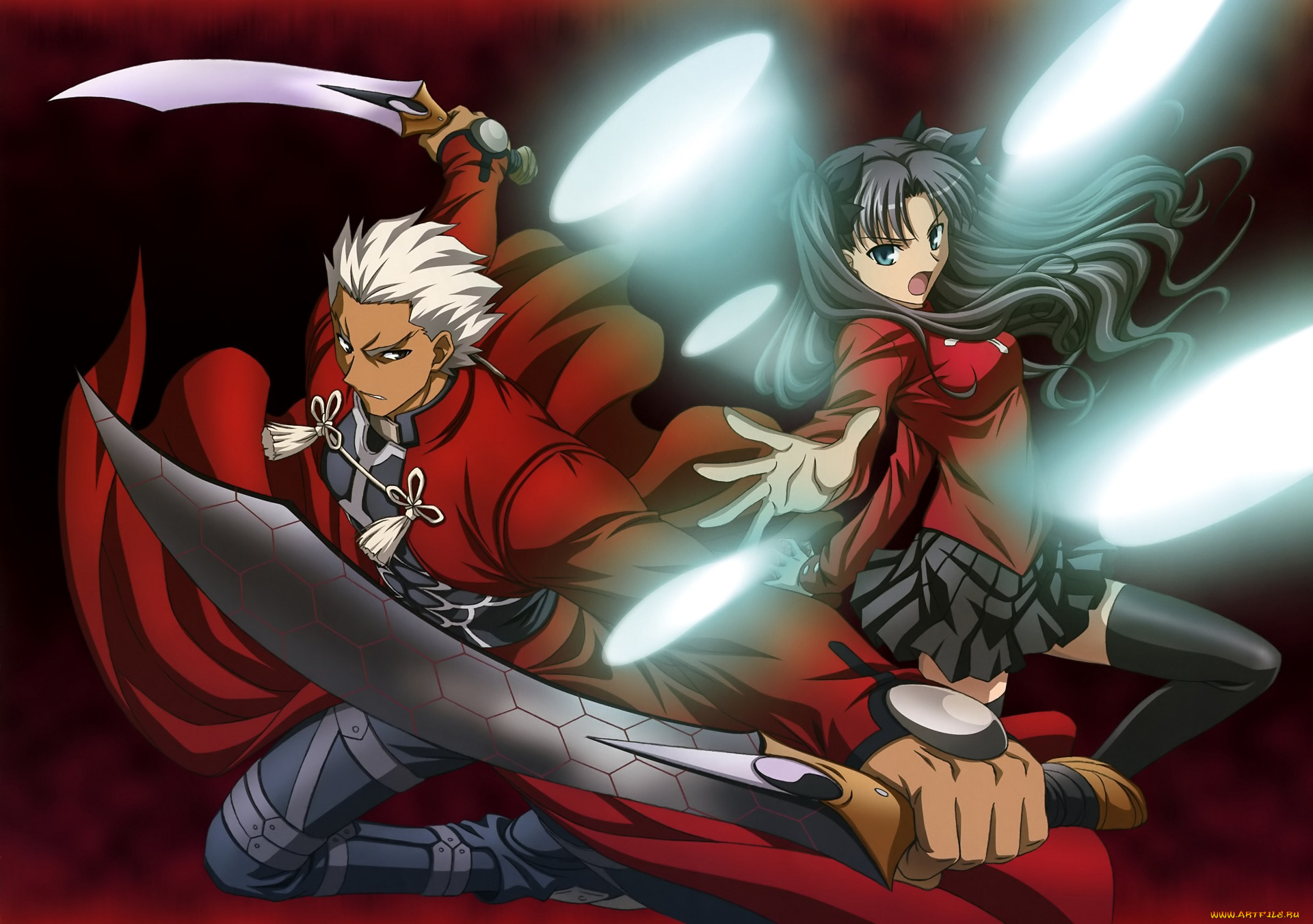 аниме, fate, stay, night, рин, арчер