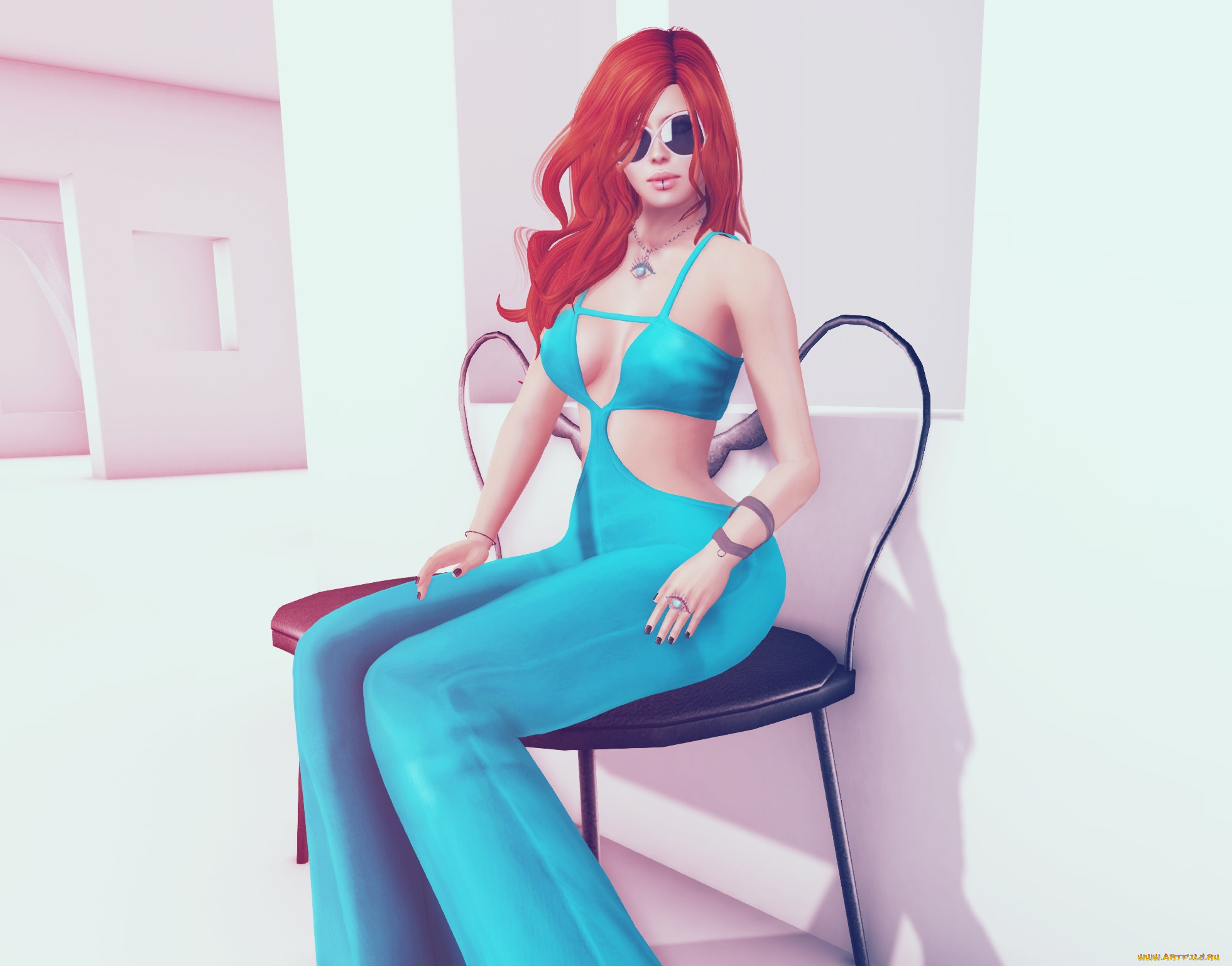 3д, графика, люди, , people, взгляд, девушка, фон, рыжая