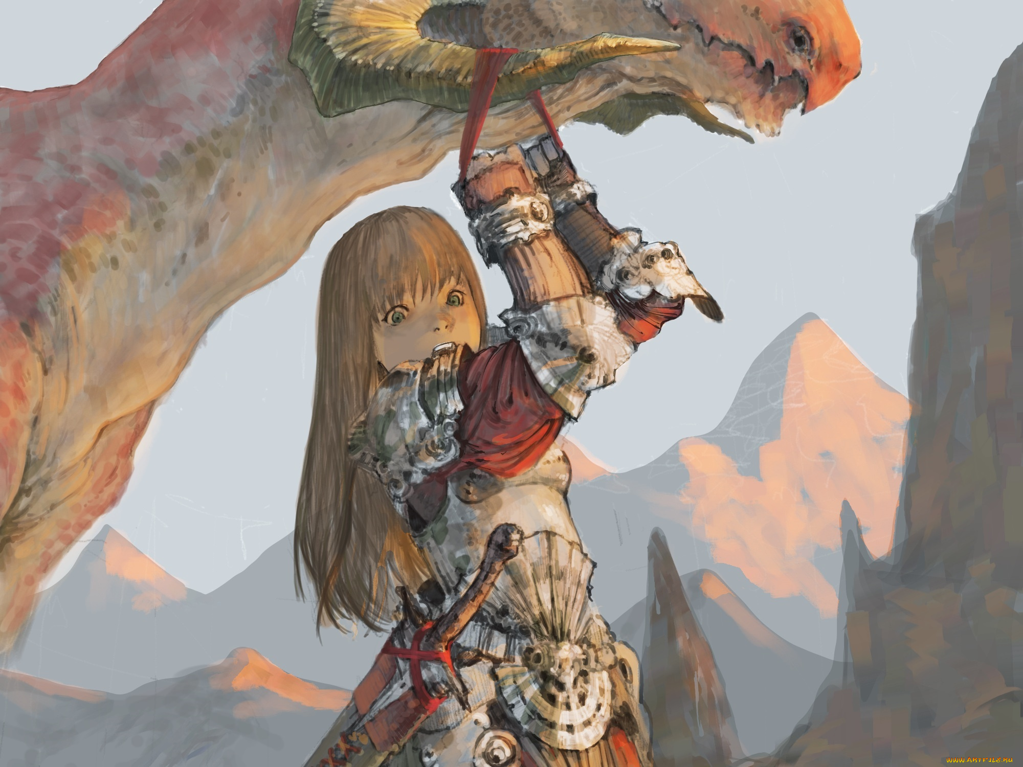 аниме, животные, , существа, дракон, девушка