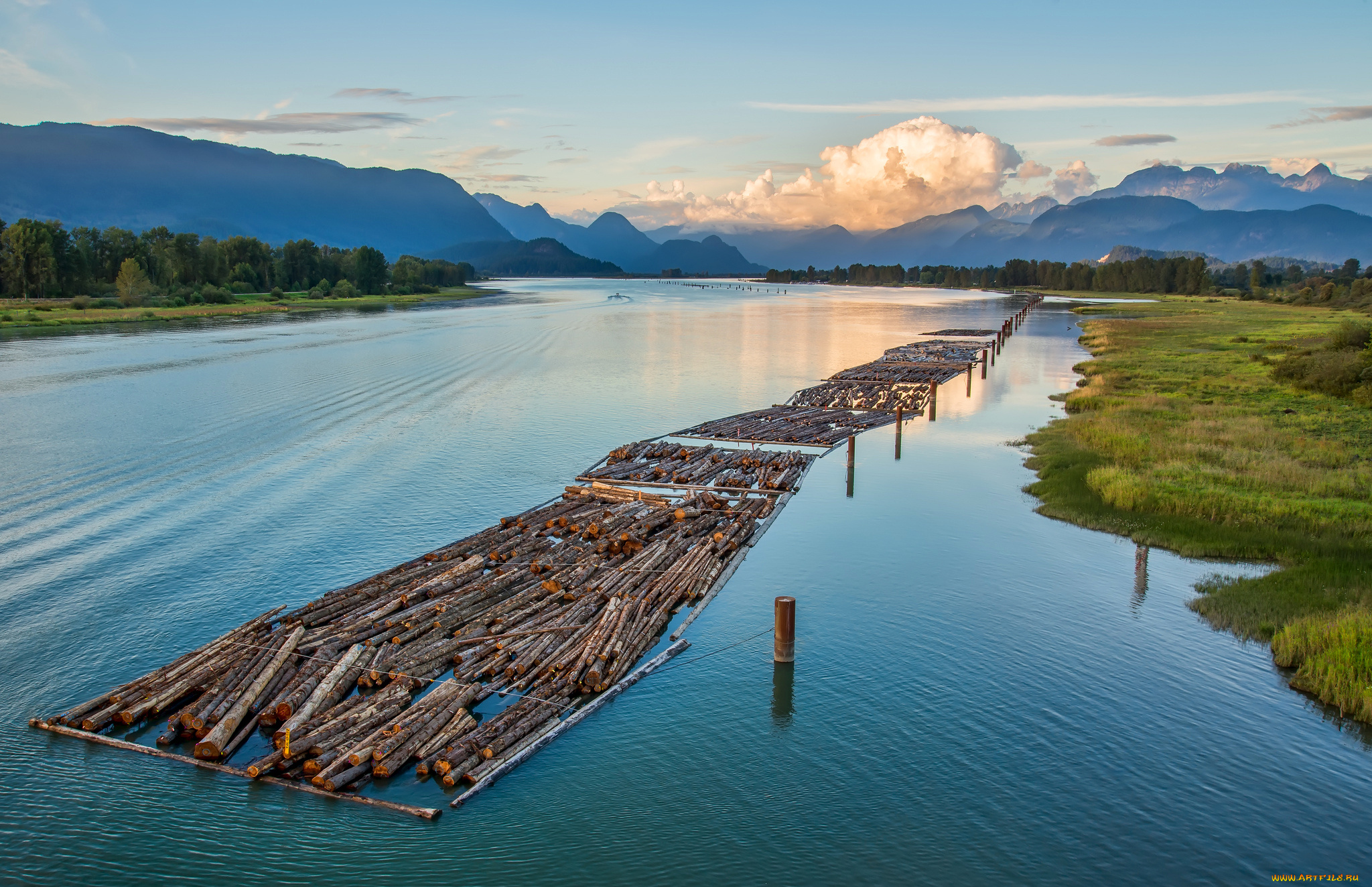 природа, реки, озера, плот, сплав, река, горы, небо
