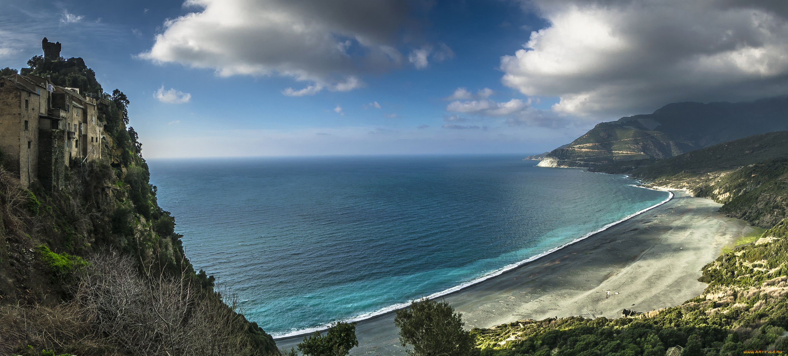 города, -, панорамы, берег