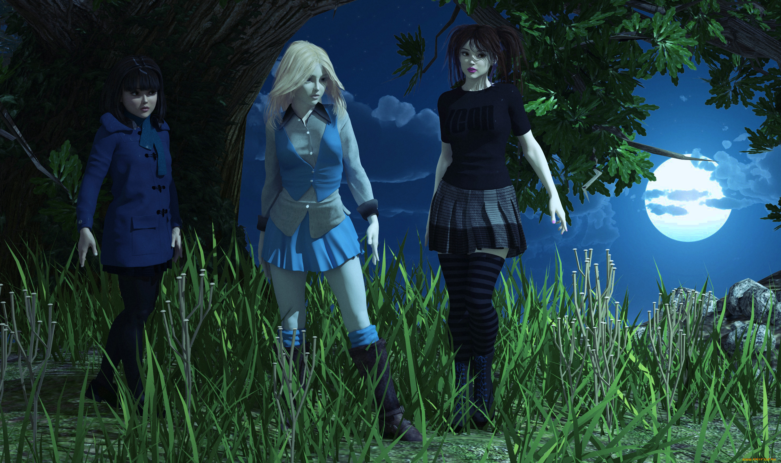 3д, графика, люди, , people, фон, взгляд, девушки