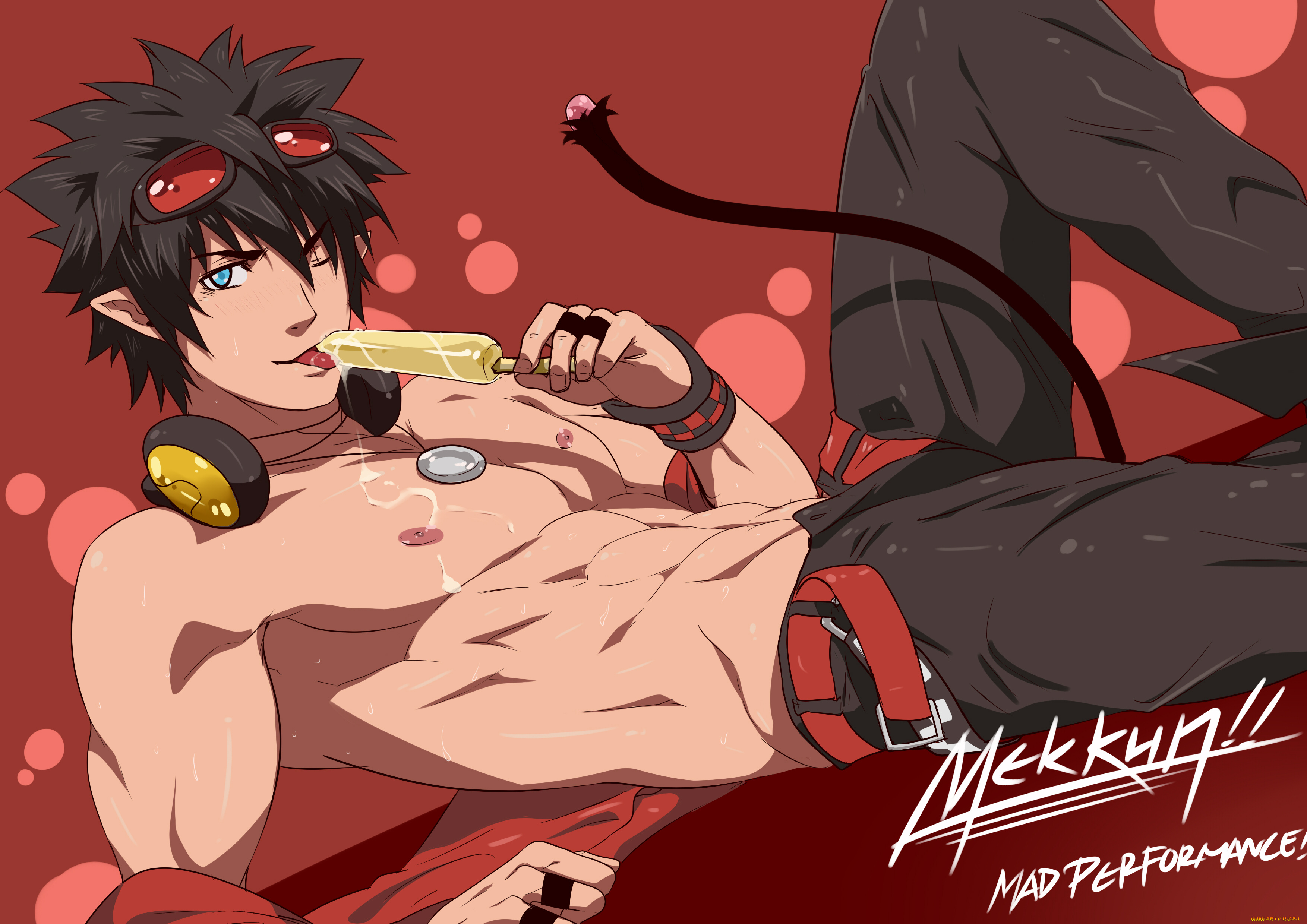 аниме, животные, , существа, парень, мороженое