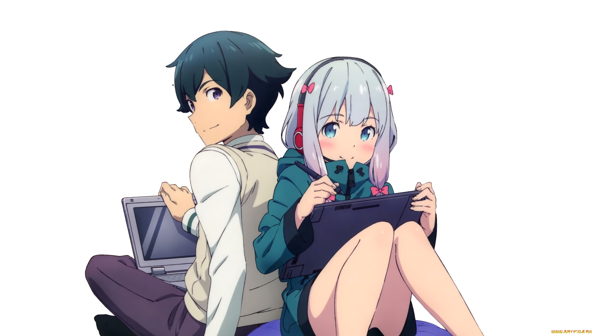 аниме, eromanga-sensei, девушка, взгляд, фон