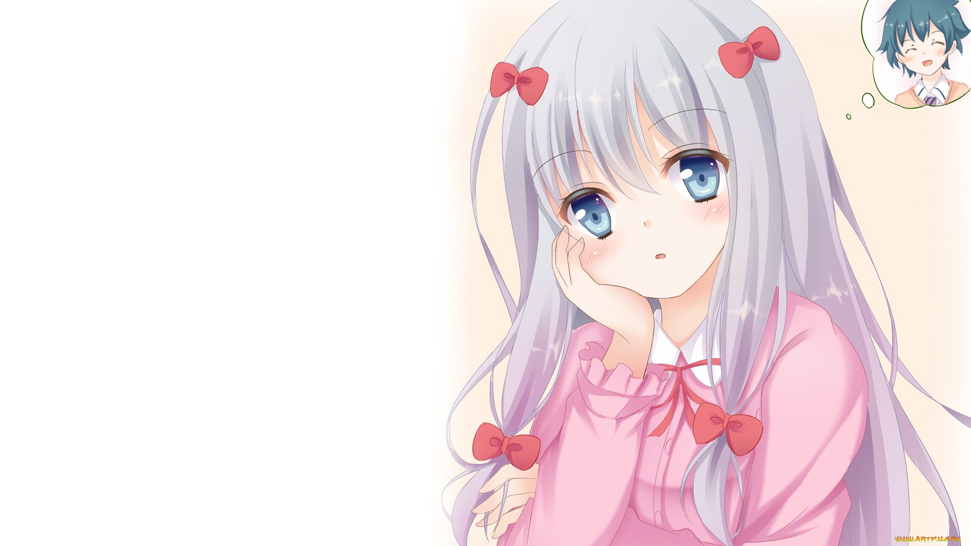 аниме, eromanga-sensei, взгляд, девушка, фон