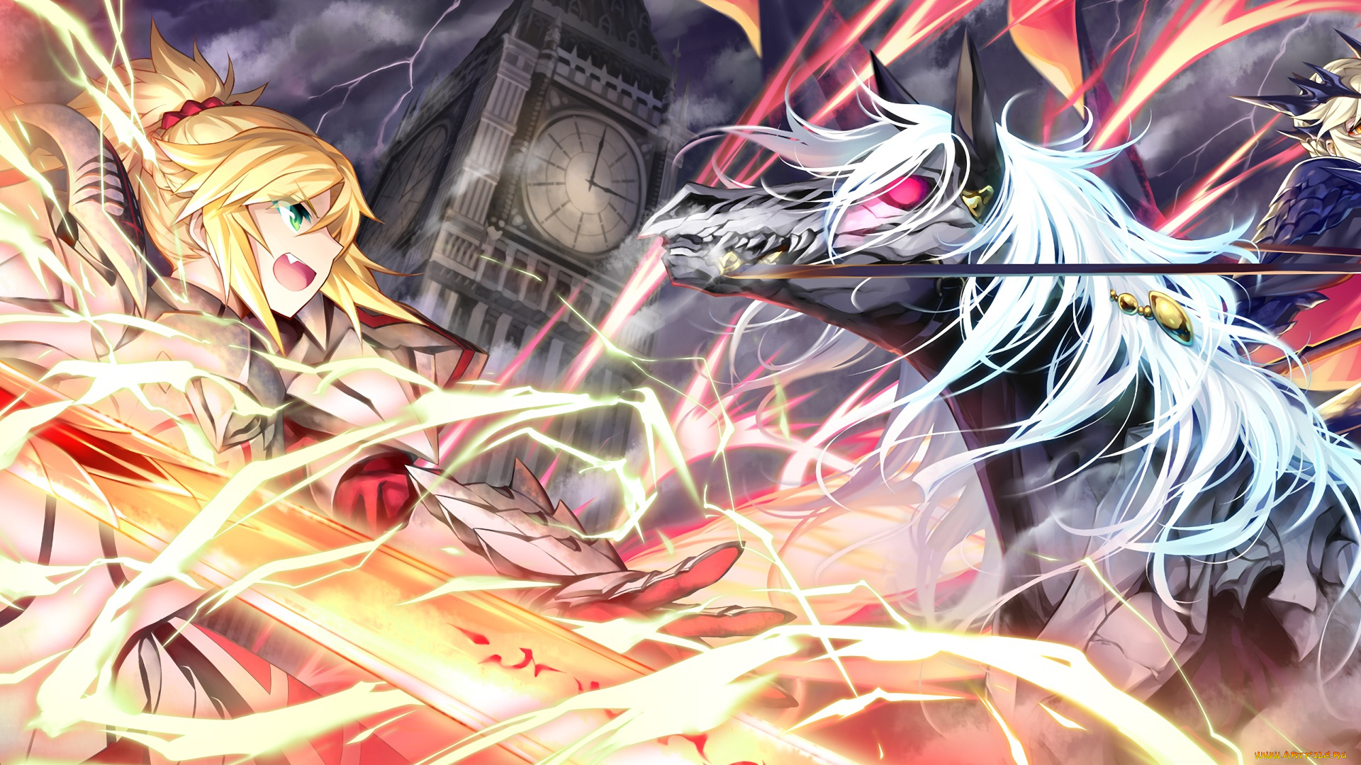 аниме, fate, stay, night, девушка, взгляд, фон