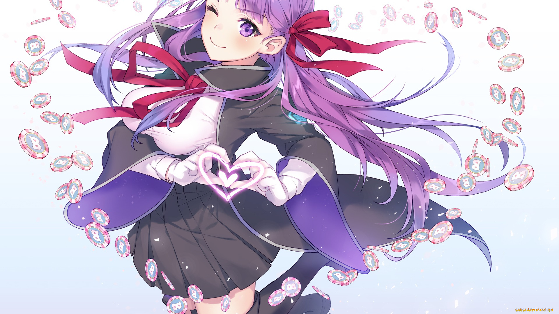 аниме, fate, stay, night, девушка, взгляд, фон