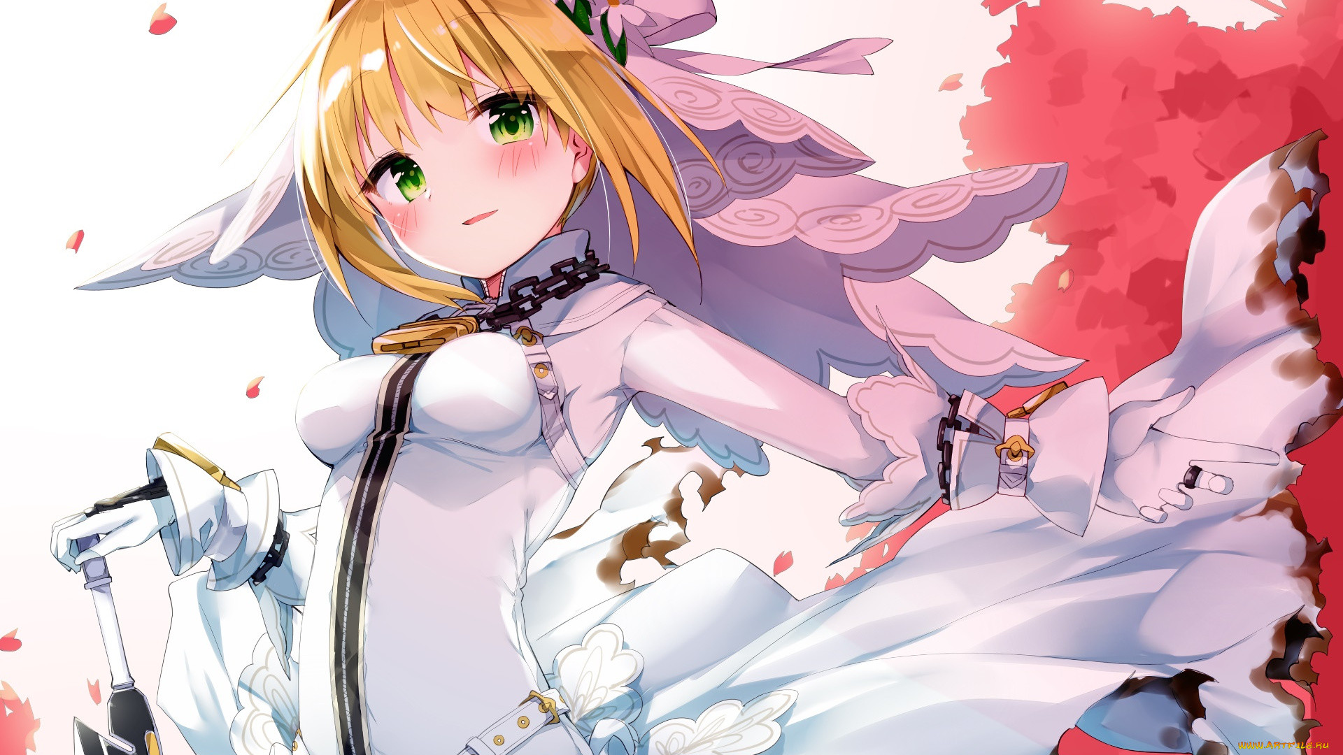 аниме, fate, stay, night, девушка, взгляд, фон