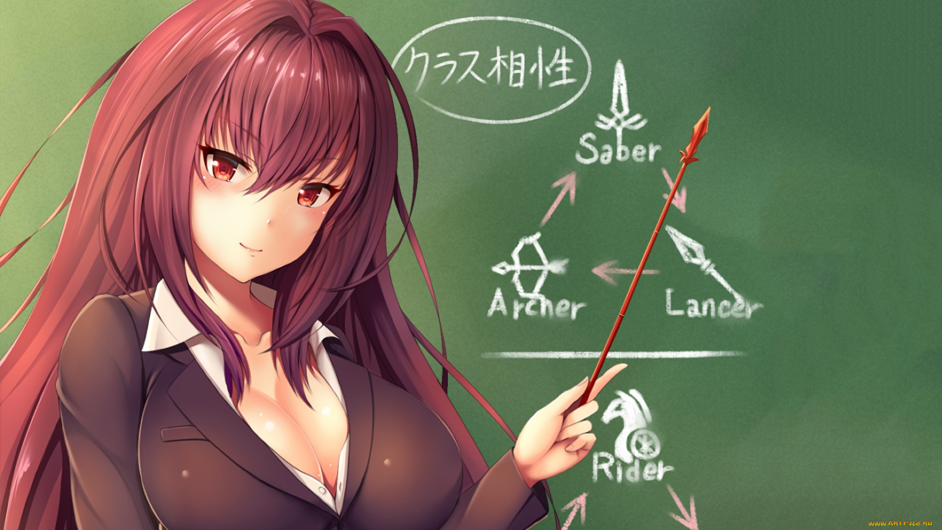 аниме, fate, stay, night, девушка, взгляд, фон