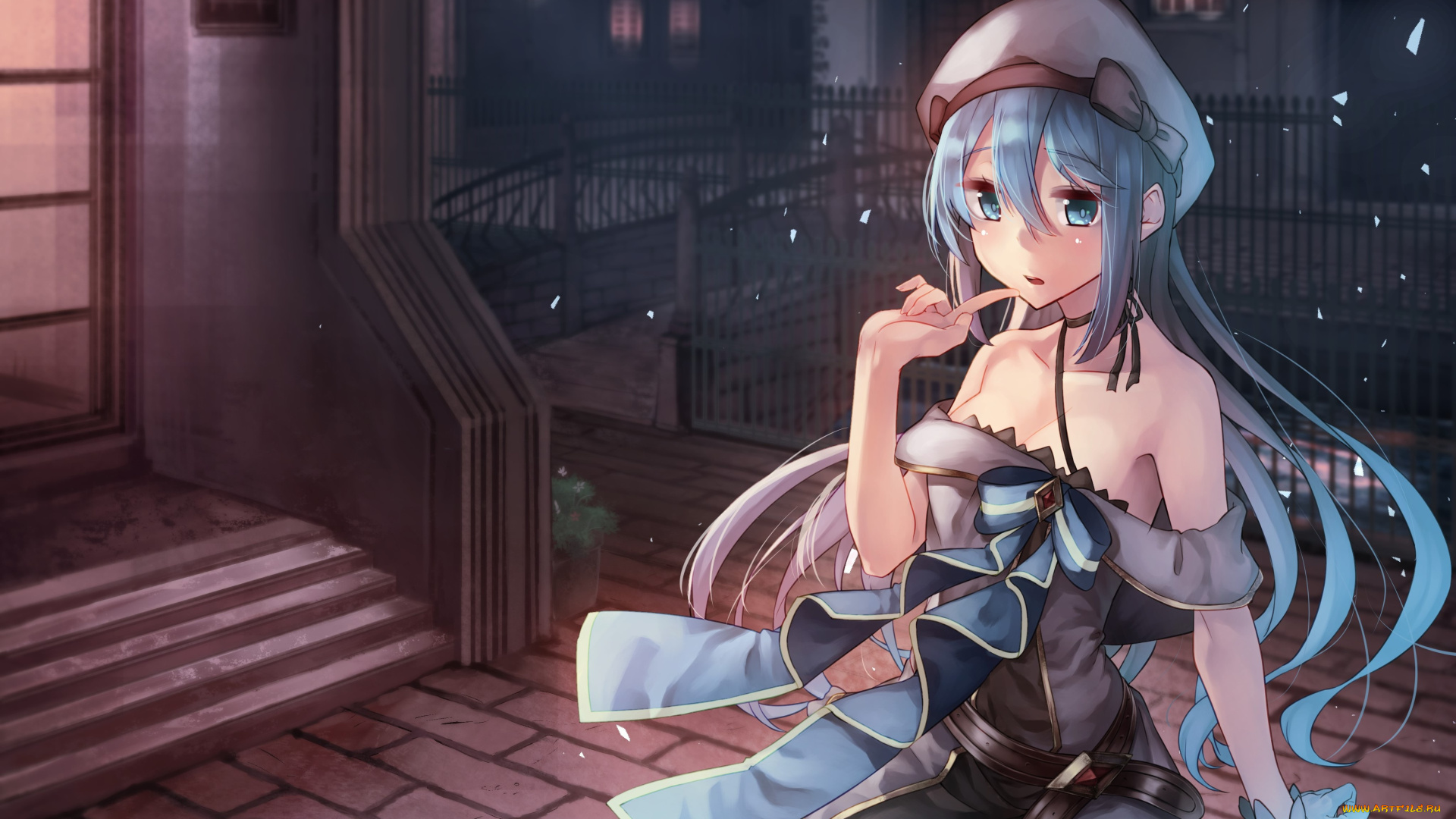 аниме, город, , улицы, , здания, фон, взгляд, девушка