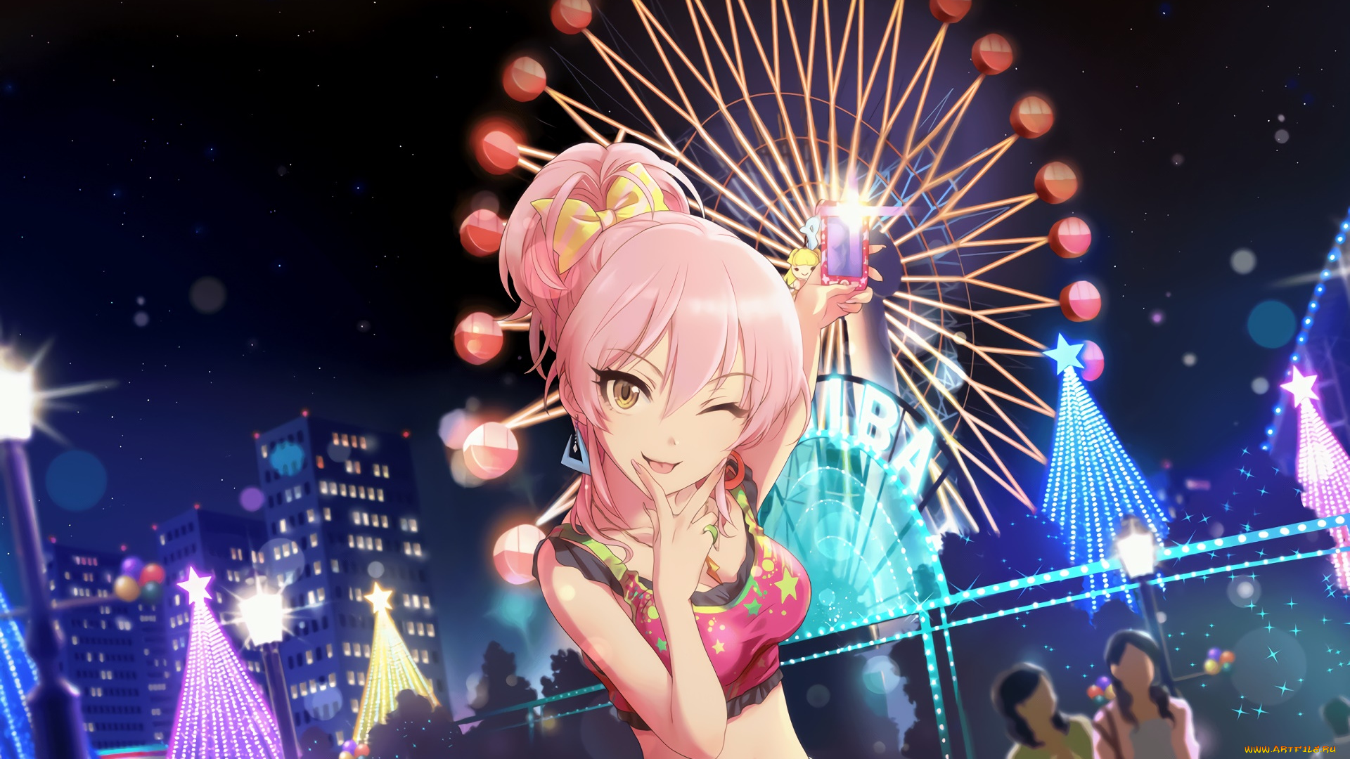 аниме, idolm@ster, девушка, взгляд, фон