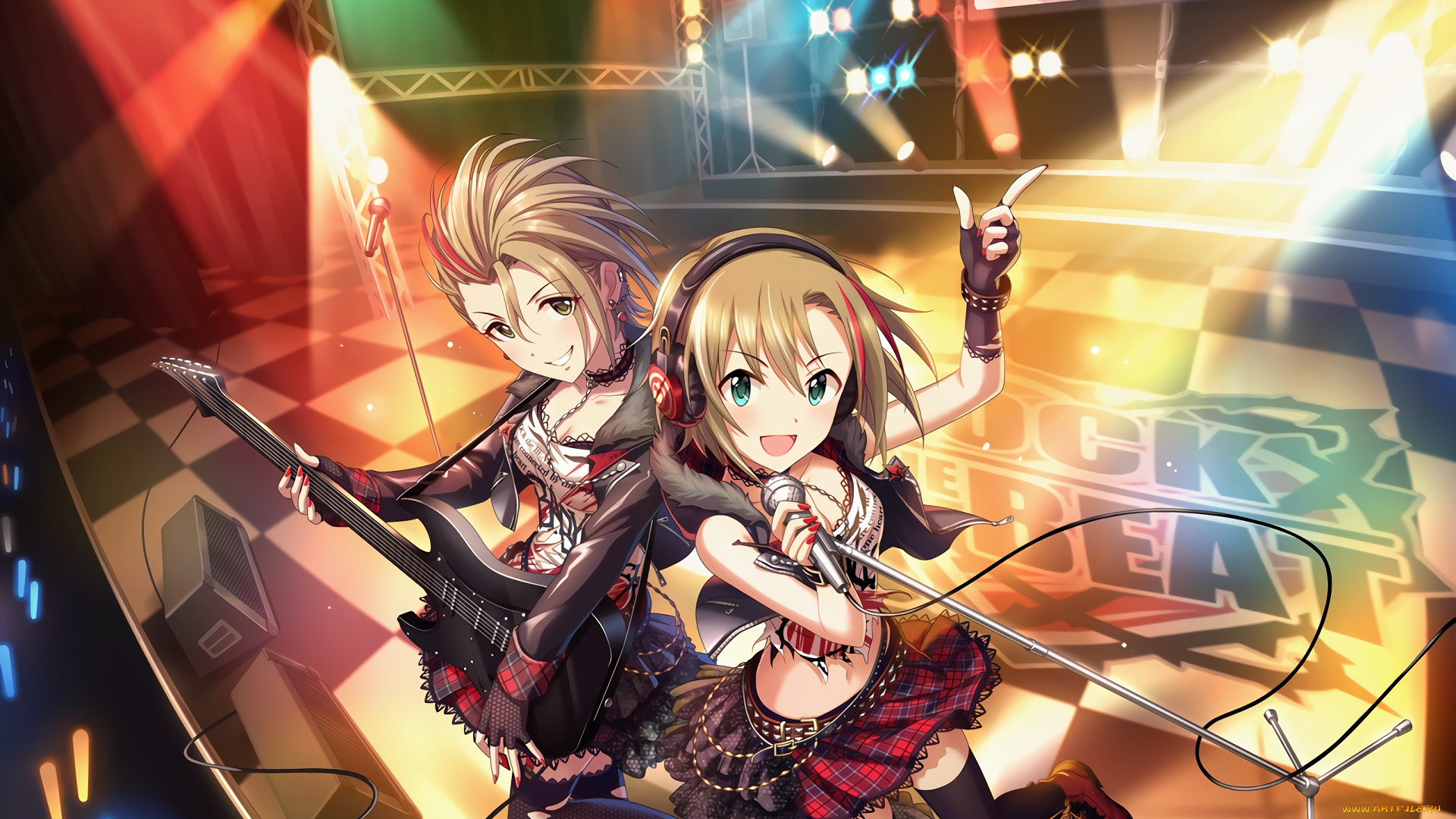 аниме, idolm@ster, девушки, взгляд, фон