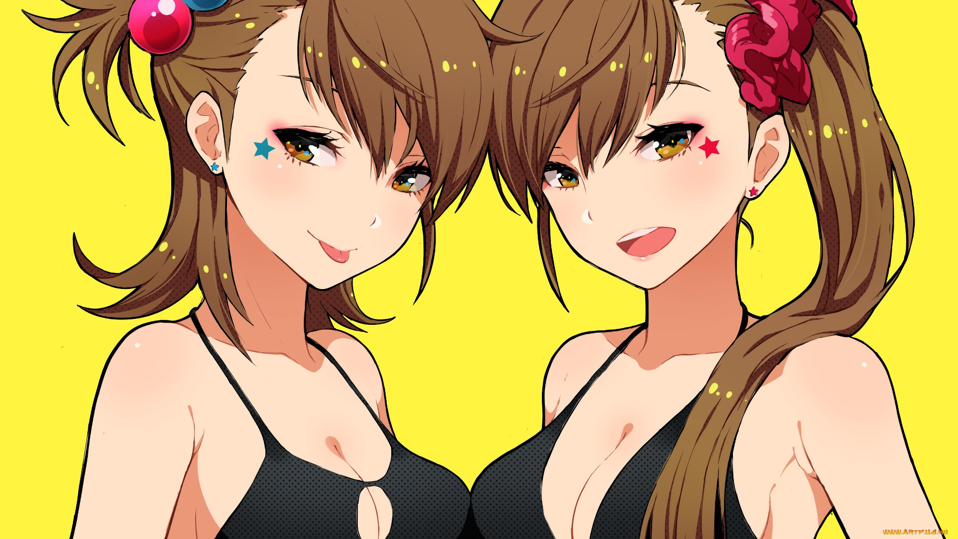 аниме, idolm@ster, девушки, взгляд, фон