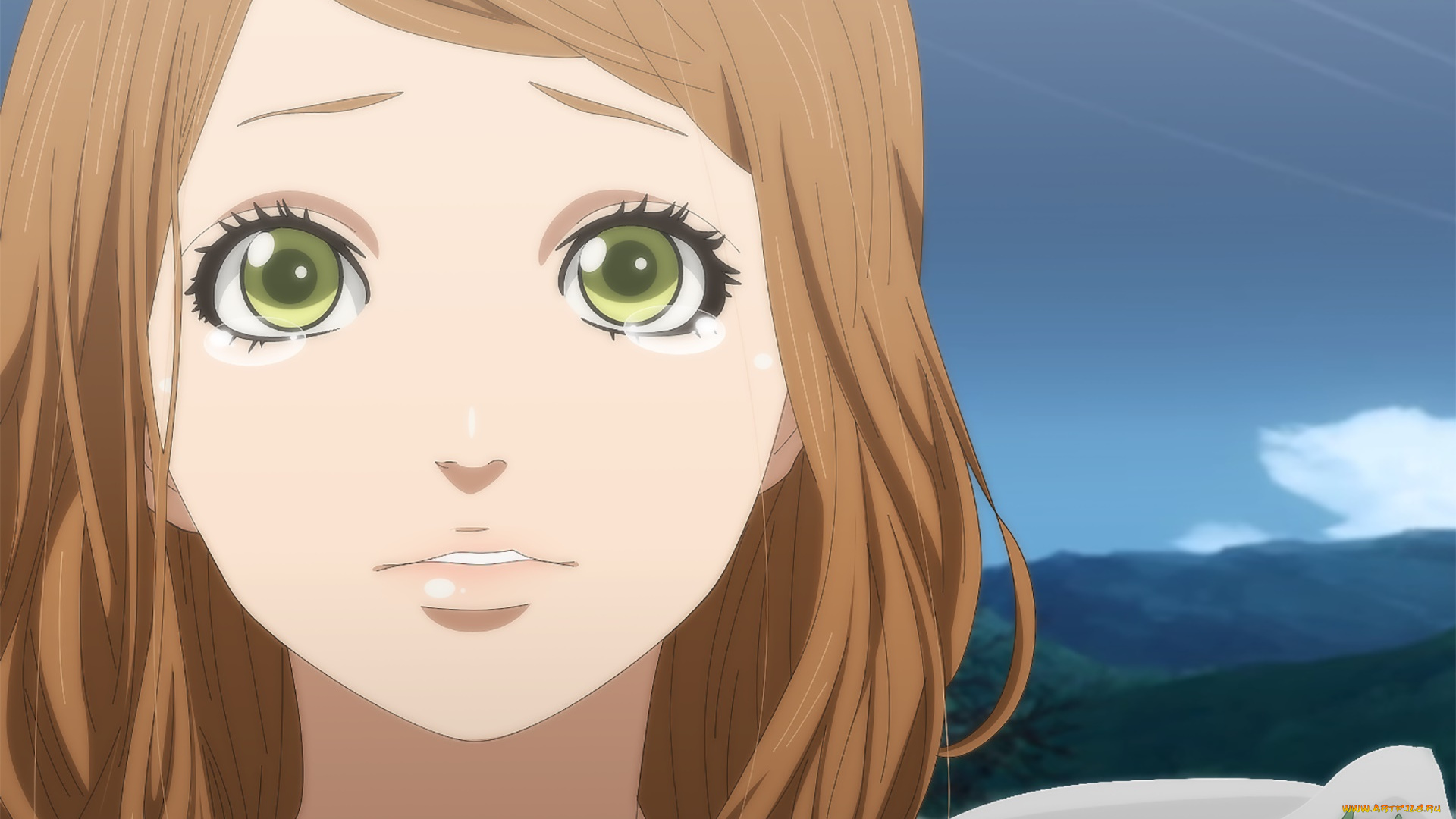 аниме, orange, девушка, фон, взгляд