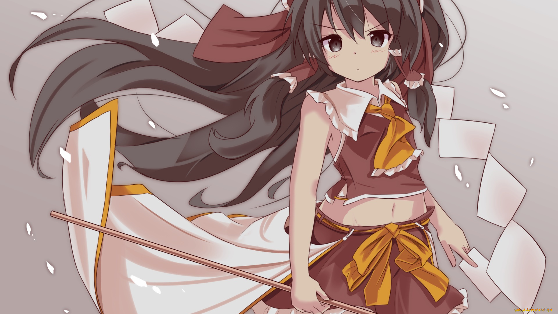 аниме, touhou, девушка, взгляд, фон