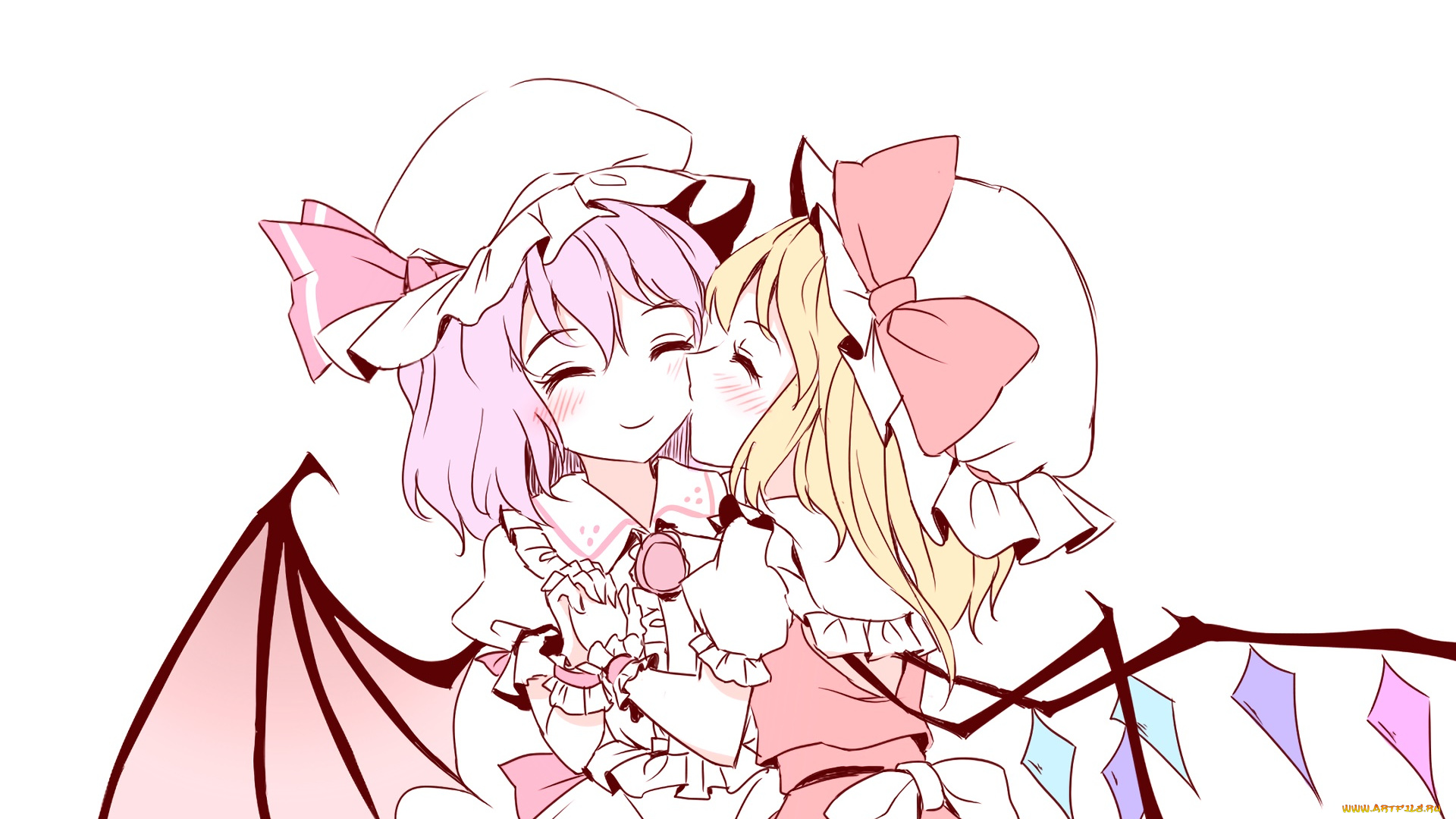 аниме, touhou, девушки, взгляд, фон