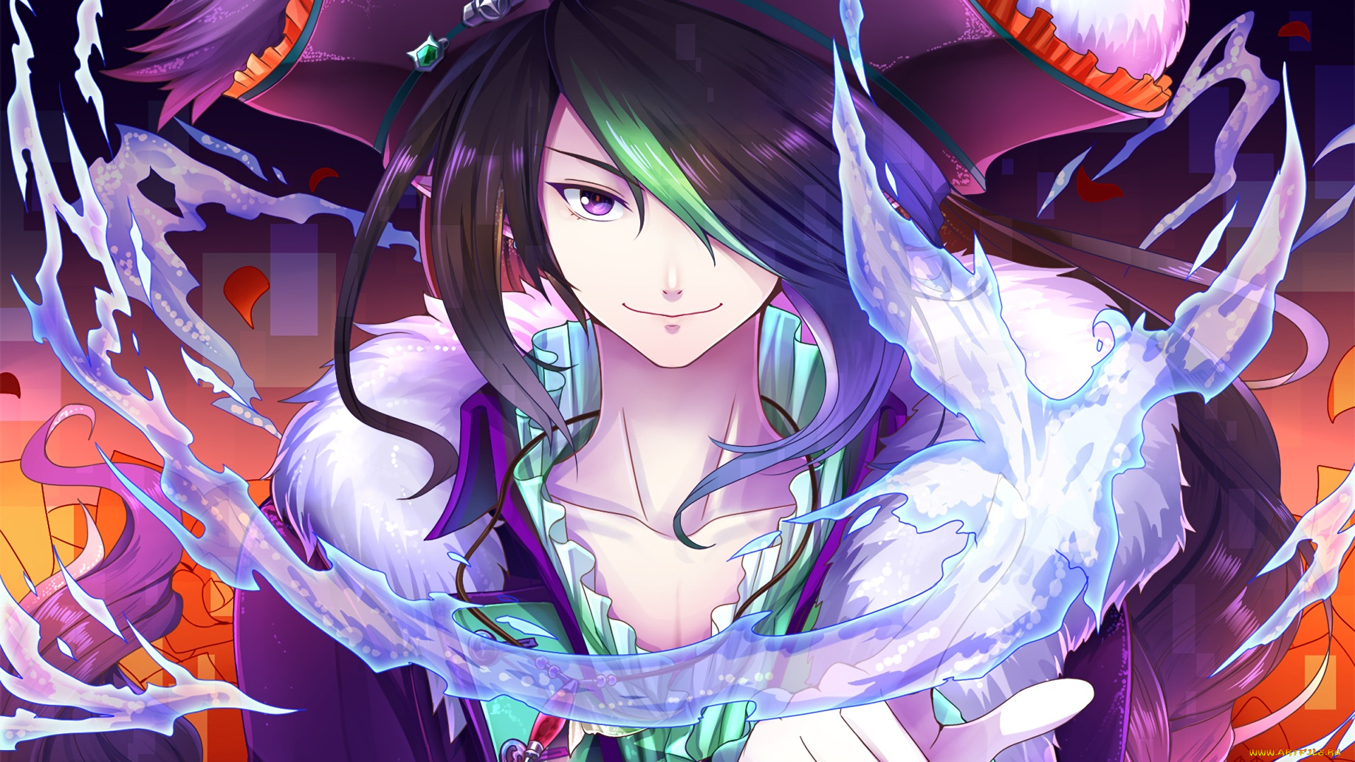 аниме, unknown, , другое, взгляд, девушка, фон