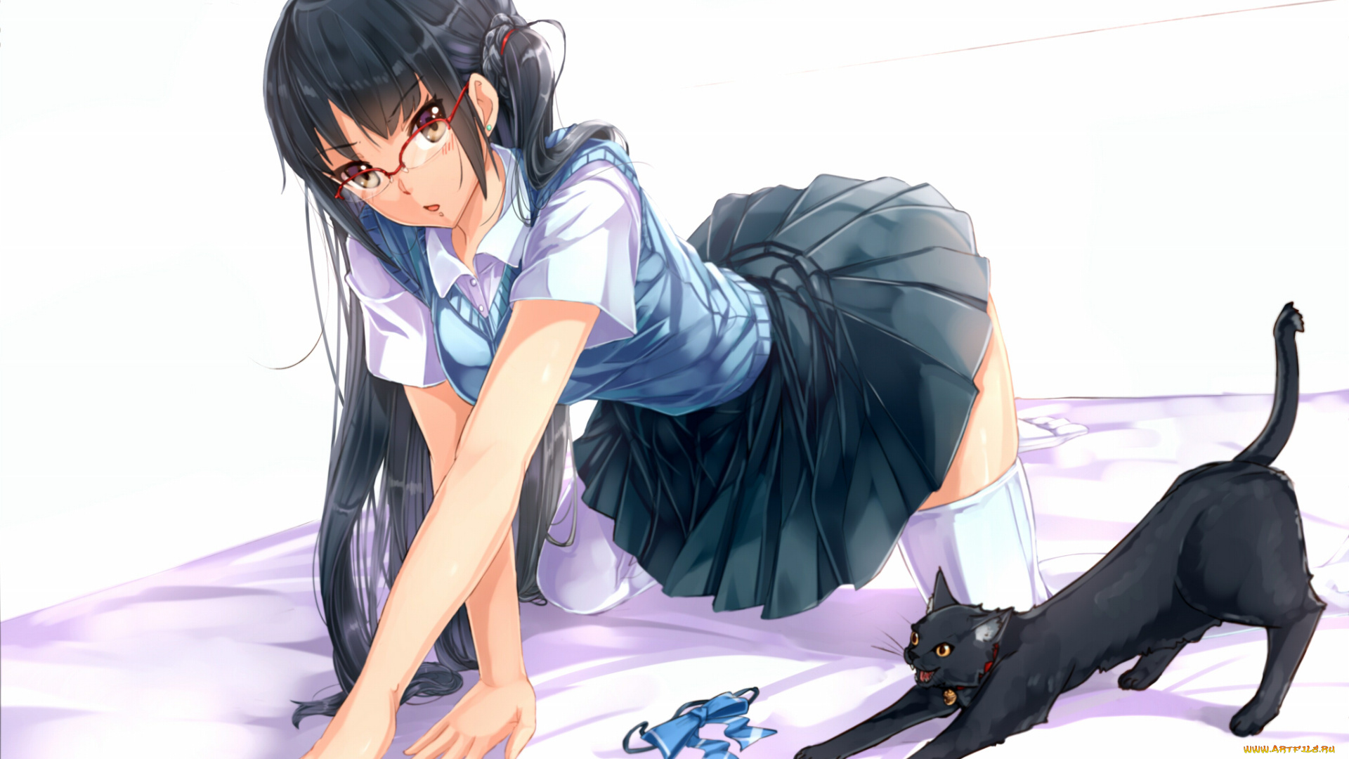 аниме, животные, , существа, фон, взгляд, девушка