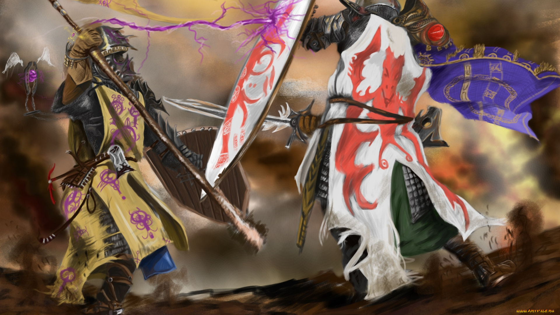 фэнтези, люди, воины, схватка, сражение, доспехи