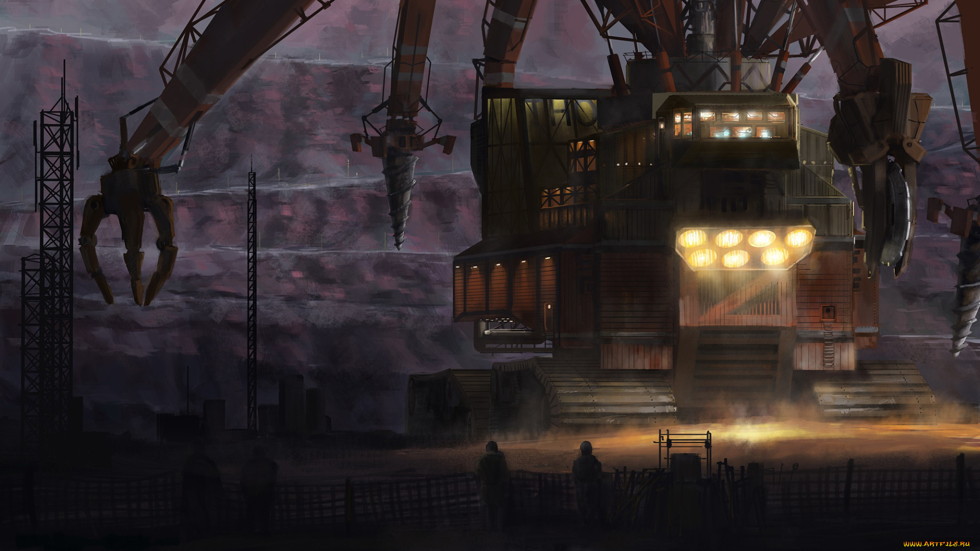 фэнтези, транспортные, средства, иной, мир, комбайн, карьер, добыча