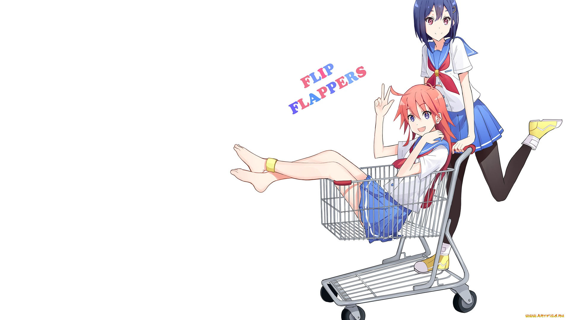 flip, flappers, аниме, девушка, взгляд, фон