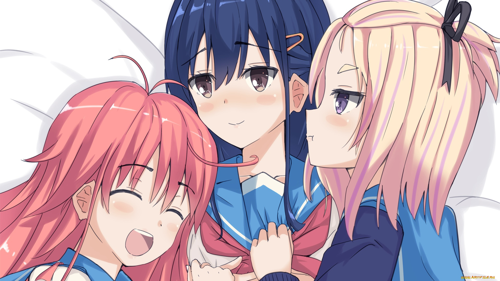 flip, flappers, аниме, девушки, взгляд, фон