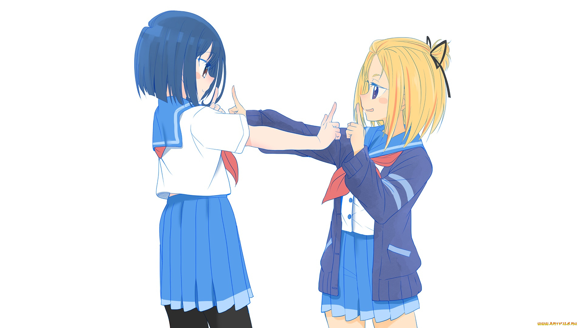 flip, flappers, аниме, девушки, взгляд, фон