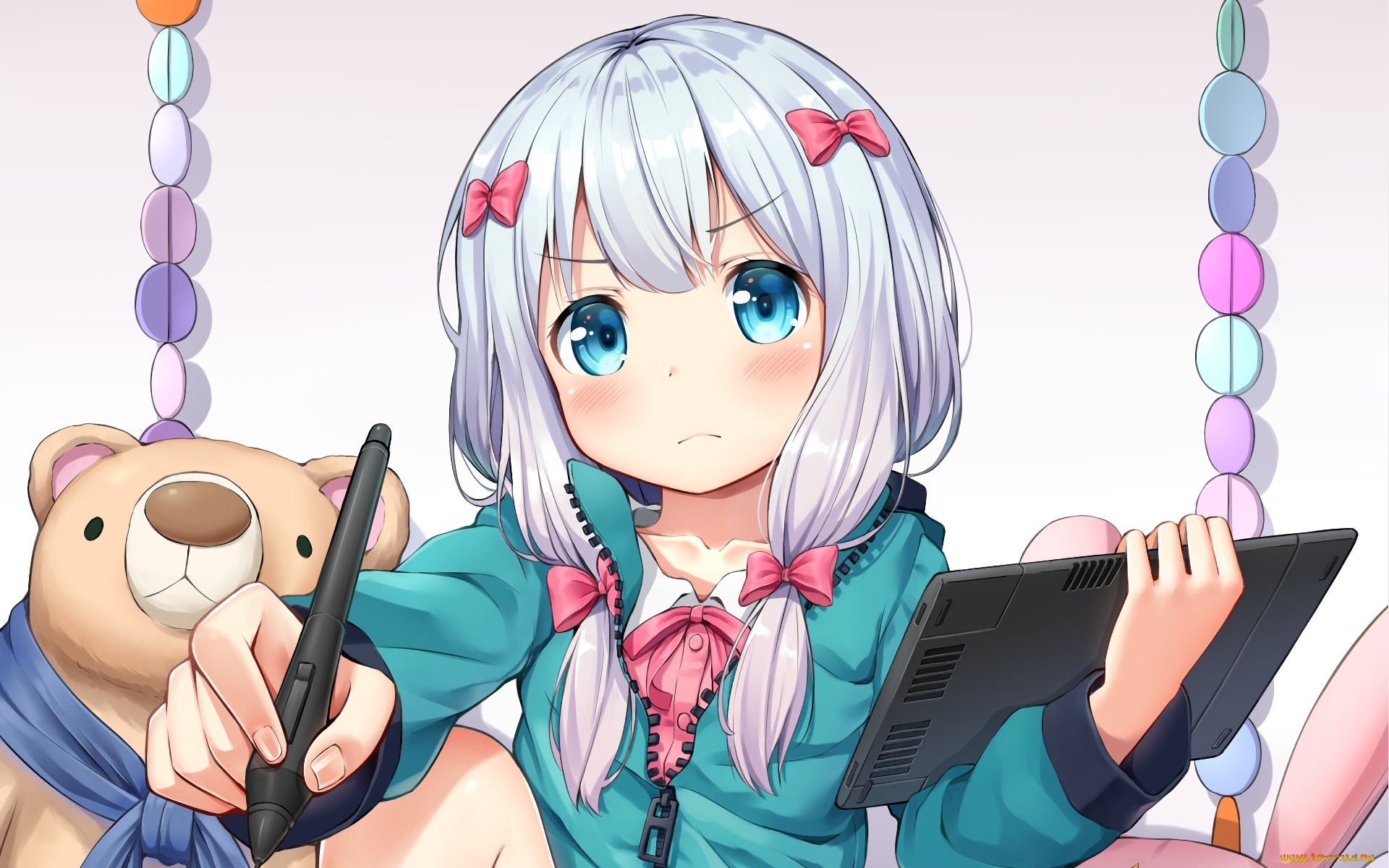 аниме, eromanga-sensei, девушка, взгляд, фон