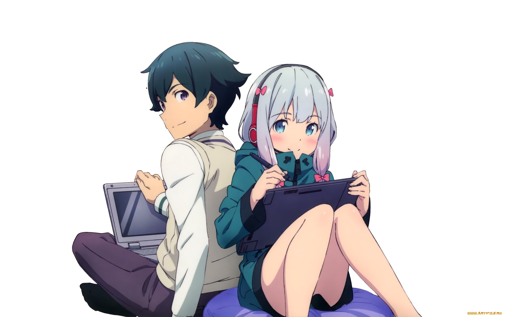 аниме, eromanga-sensei, девушка, взгляд, фон