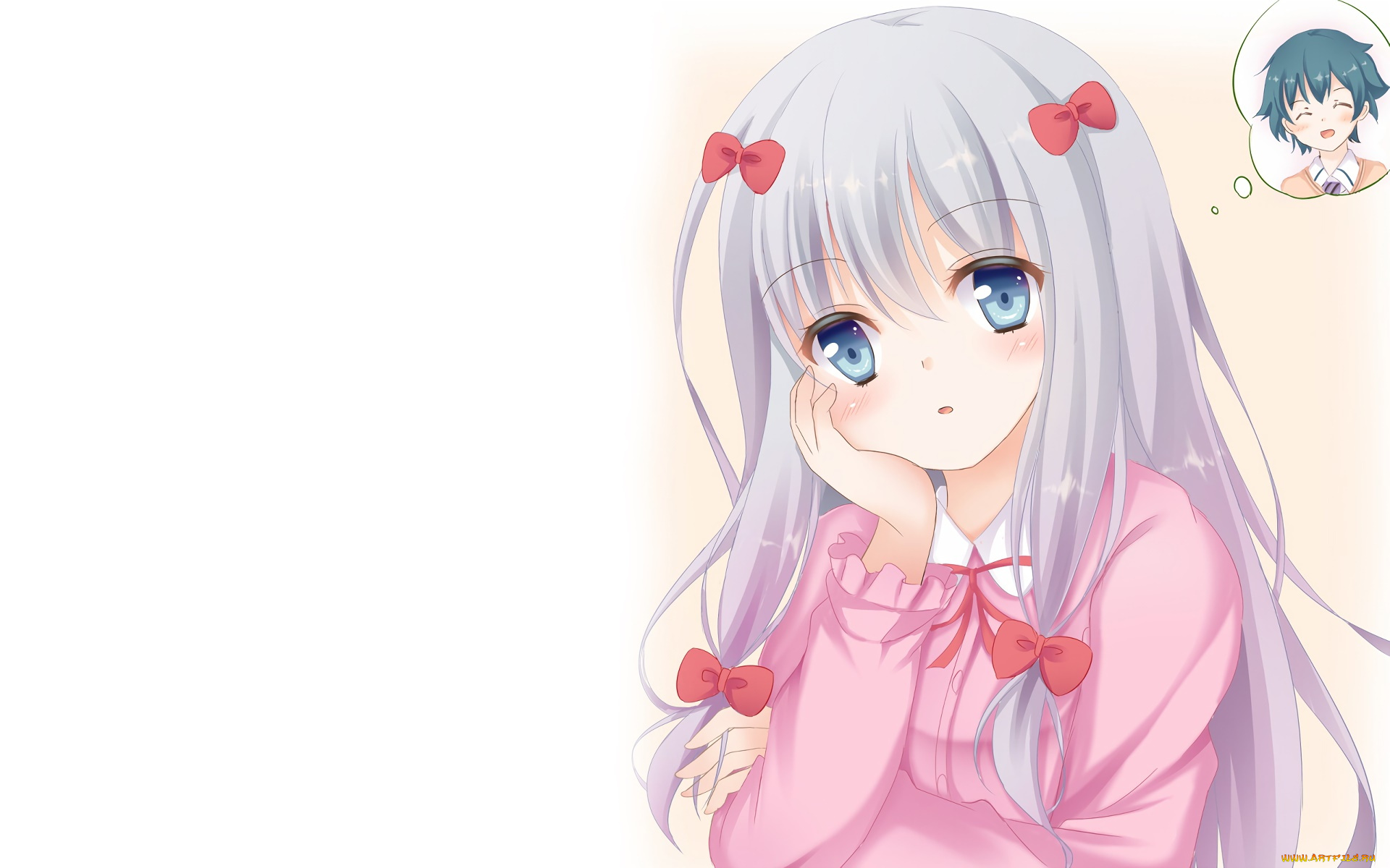 аниме, eromanga-sensei, взгляд, девушка, фон