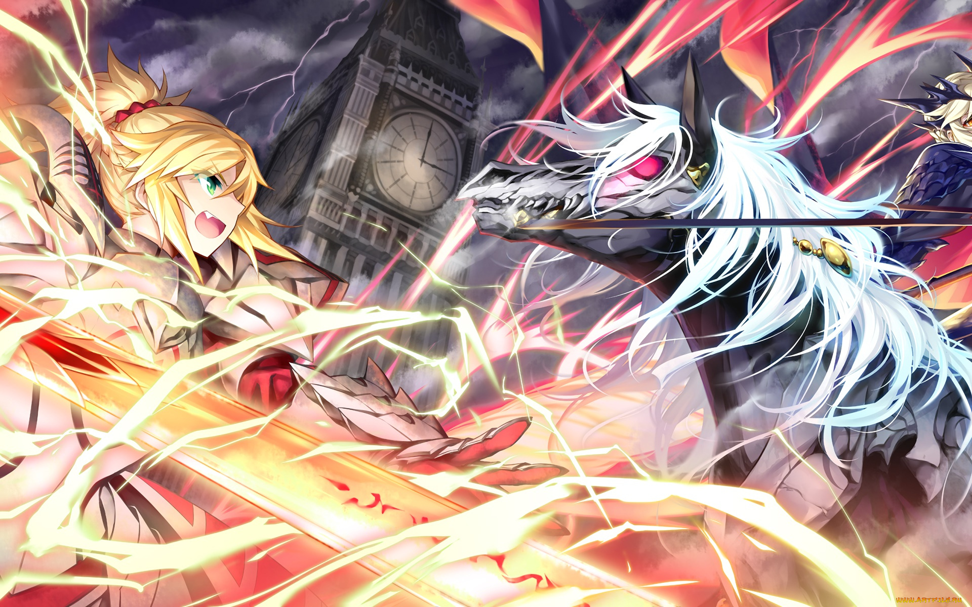 аниме, fate, stay, night, девушка, взгляд, фон