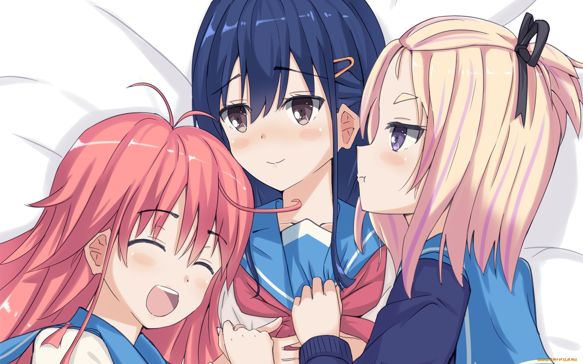 flip, flappers, аниме, девушки, взгляд, фон