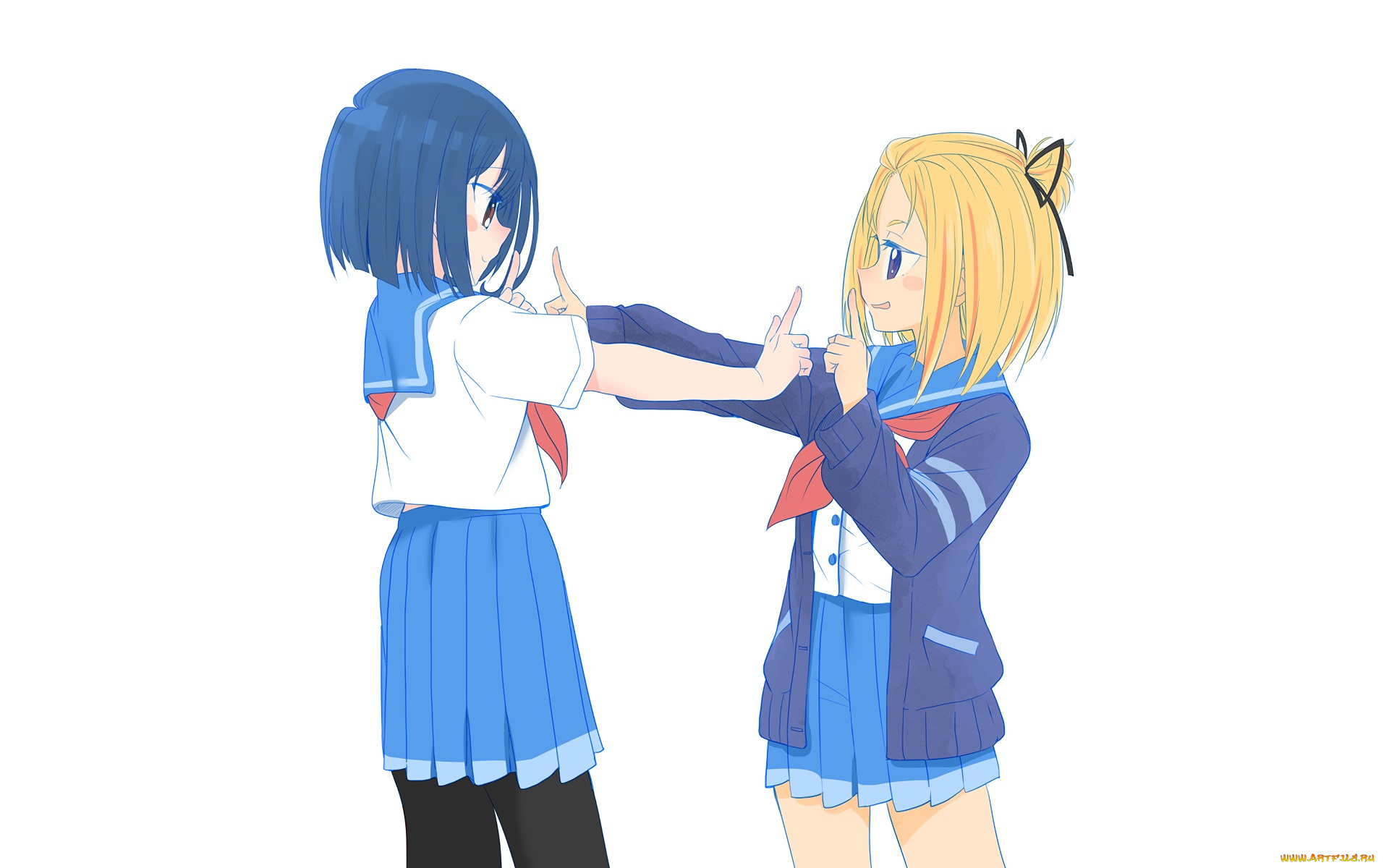 flip, flappers, аниме, девушки, взгляд, фон