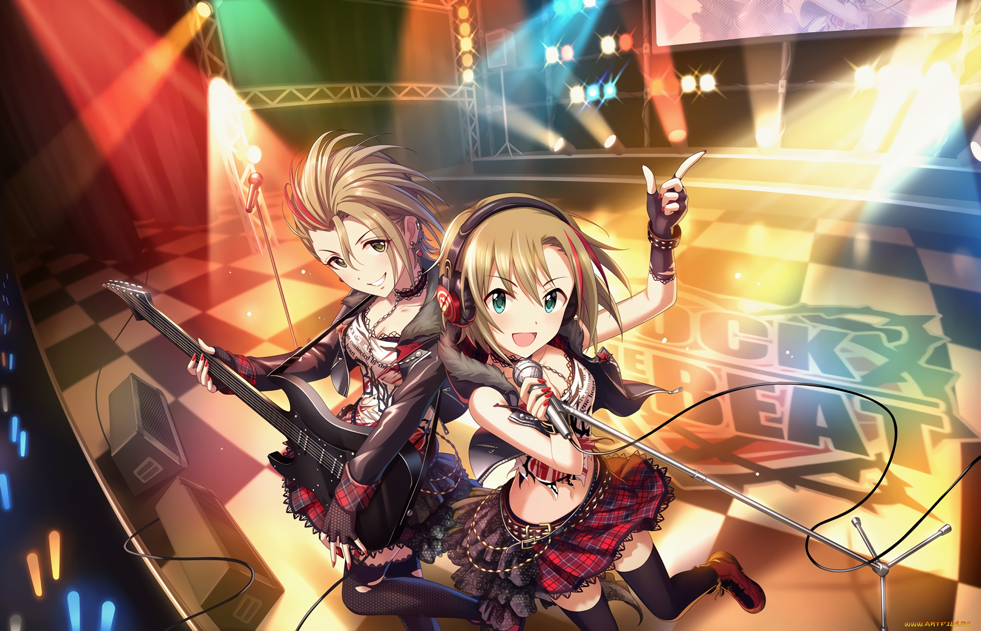 аниме, idolm@ster, девушки, взгляд, фон