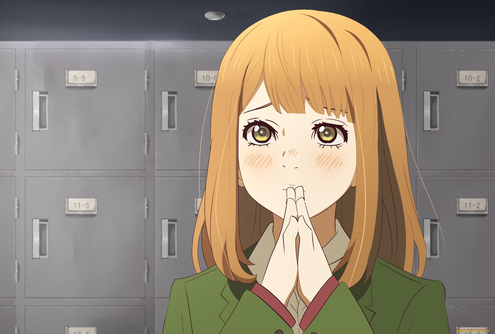 аниме, orange, фон, взгляд, девушка