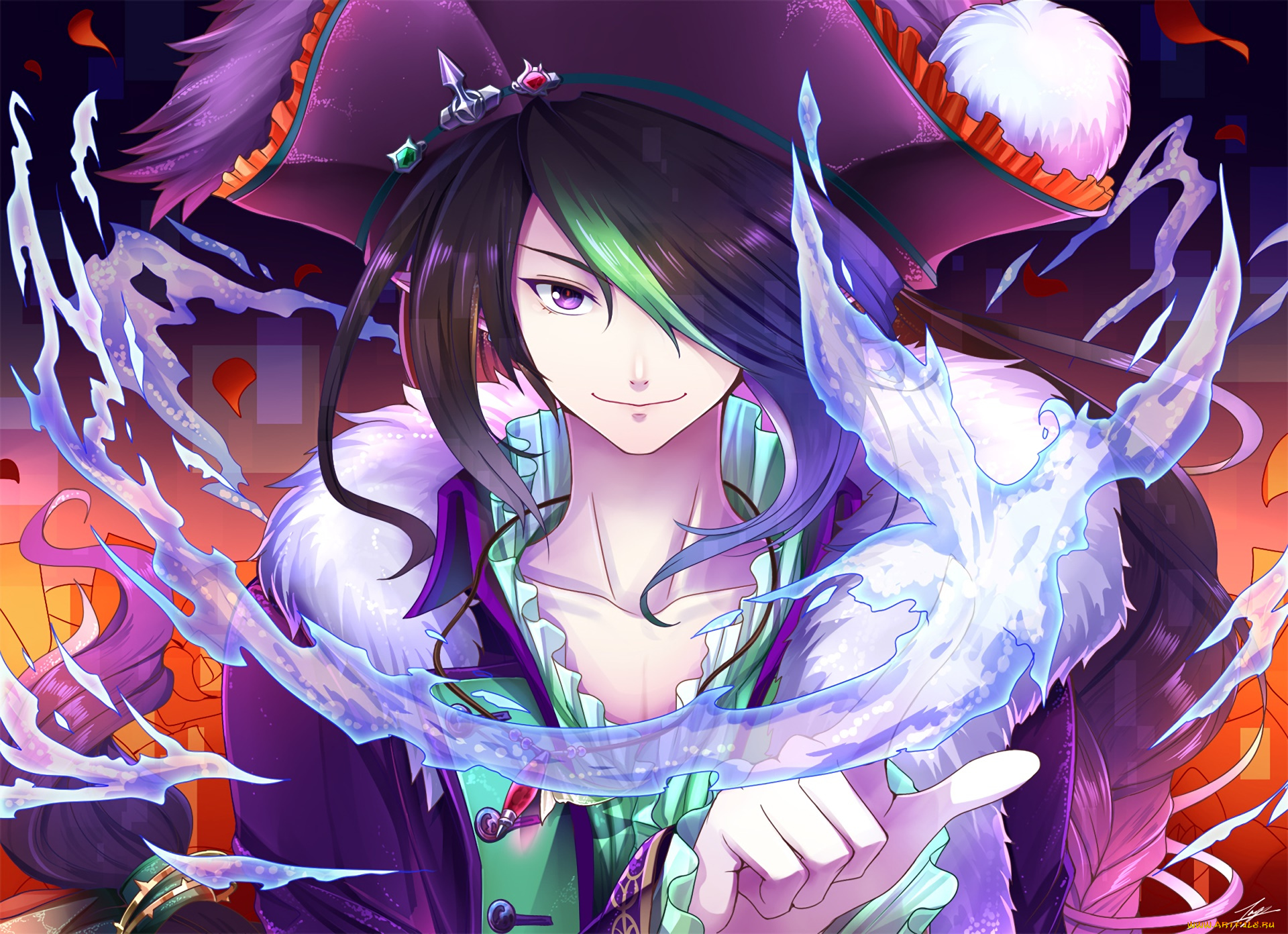 аниме, unknown, , другое, взгляд, девушка, фон