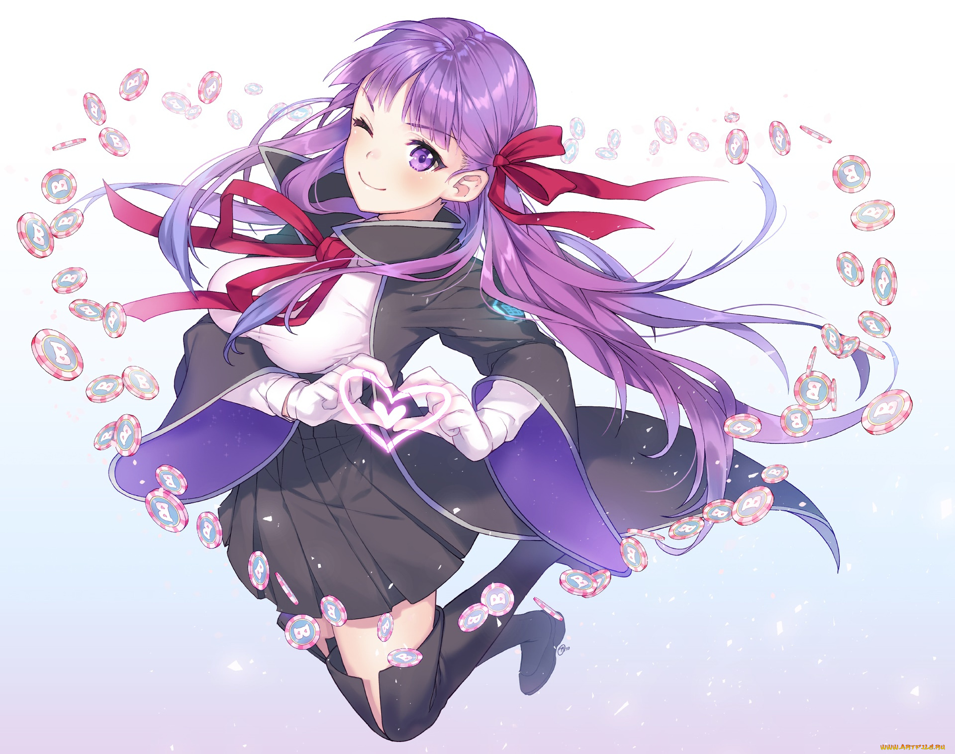 аниме, fate, stay, night, девушка, взгляд, фон