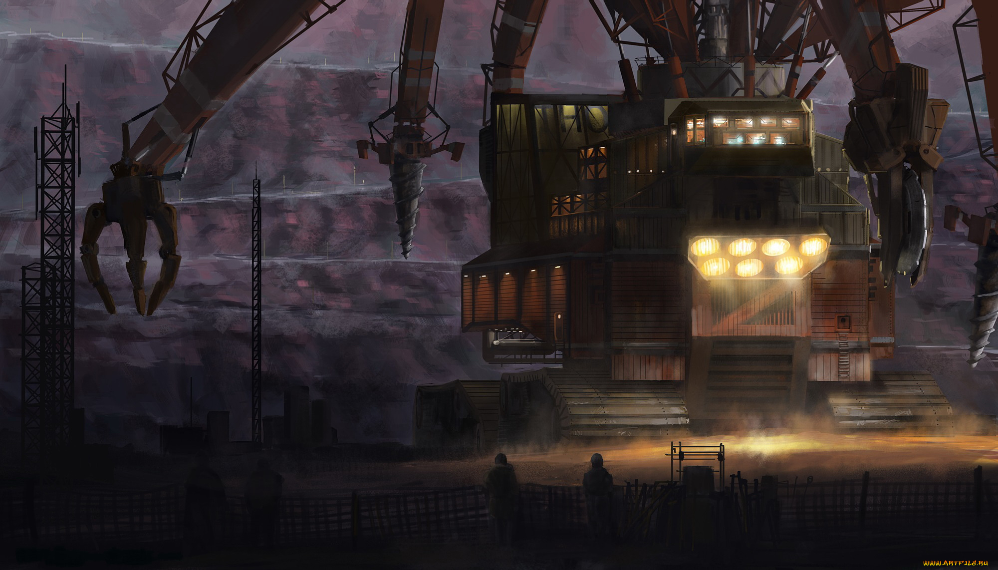 фэнтези, транспортные, средства, иной, мир, комбайн, карьер, добыча