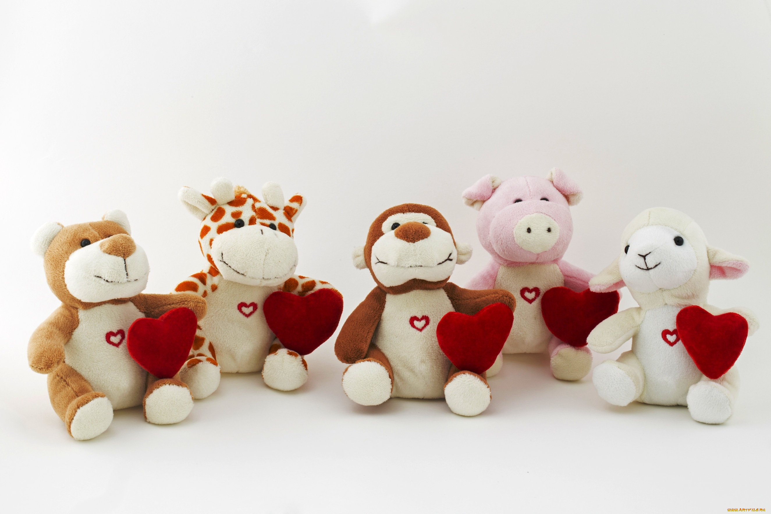 праздничные, мягкие, игрушки, сердечки, зверята, игрушки