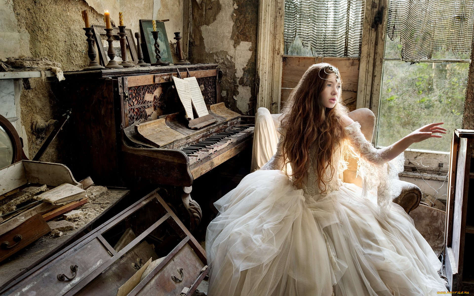 музыка, -другое, пианино, девушка