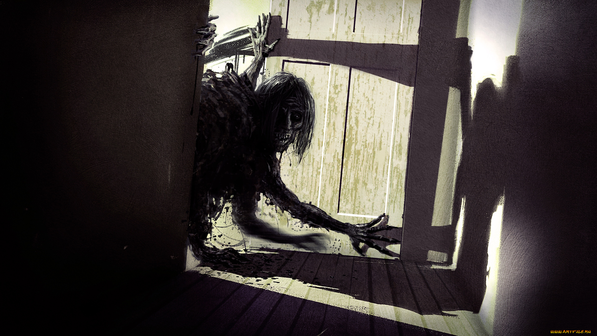 фэнтези, нежить, существо, фон, дверь