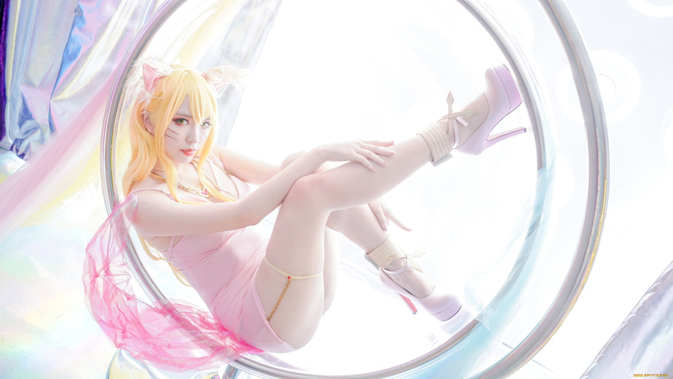 девушки, -, креатив, , косплей, league, of, legends, ари, блондинка, ушки, каблуки, hokoro