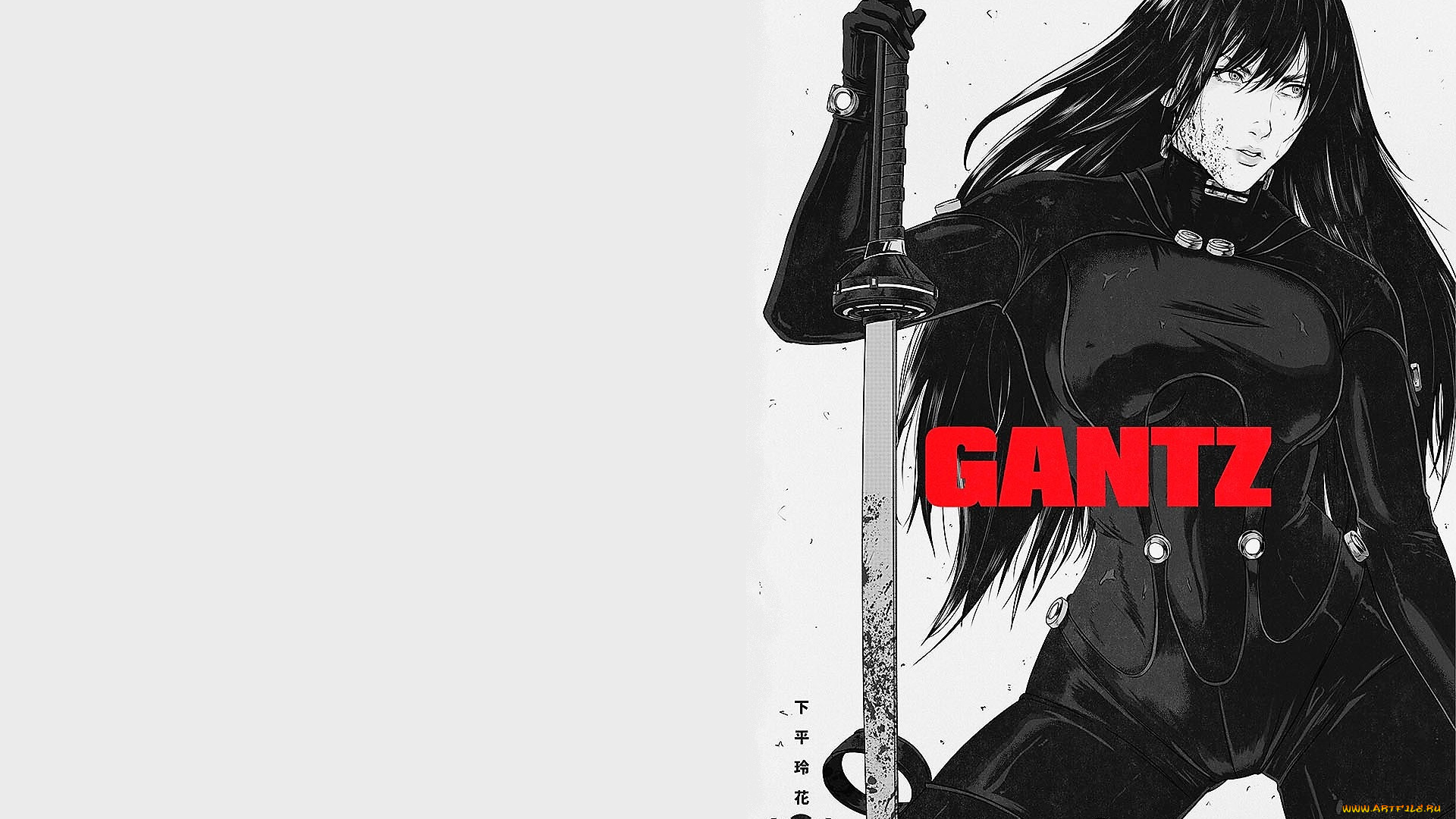 аниме, gantz, девушка, меч