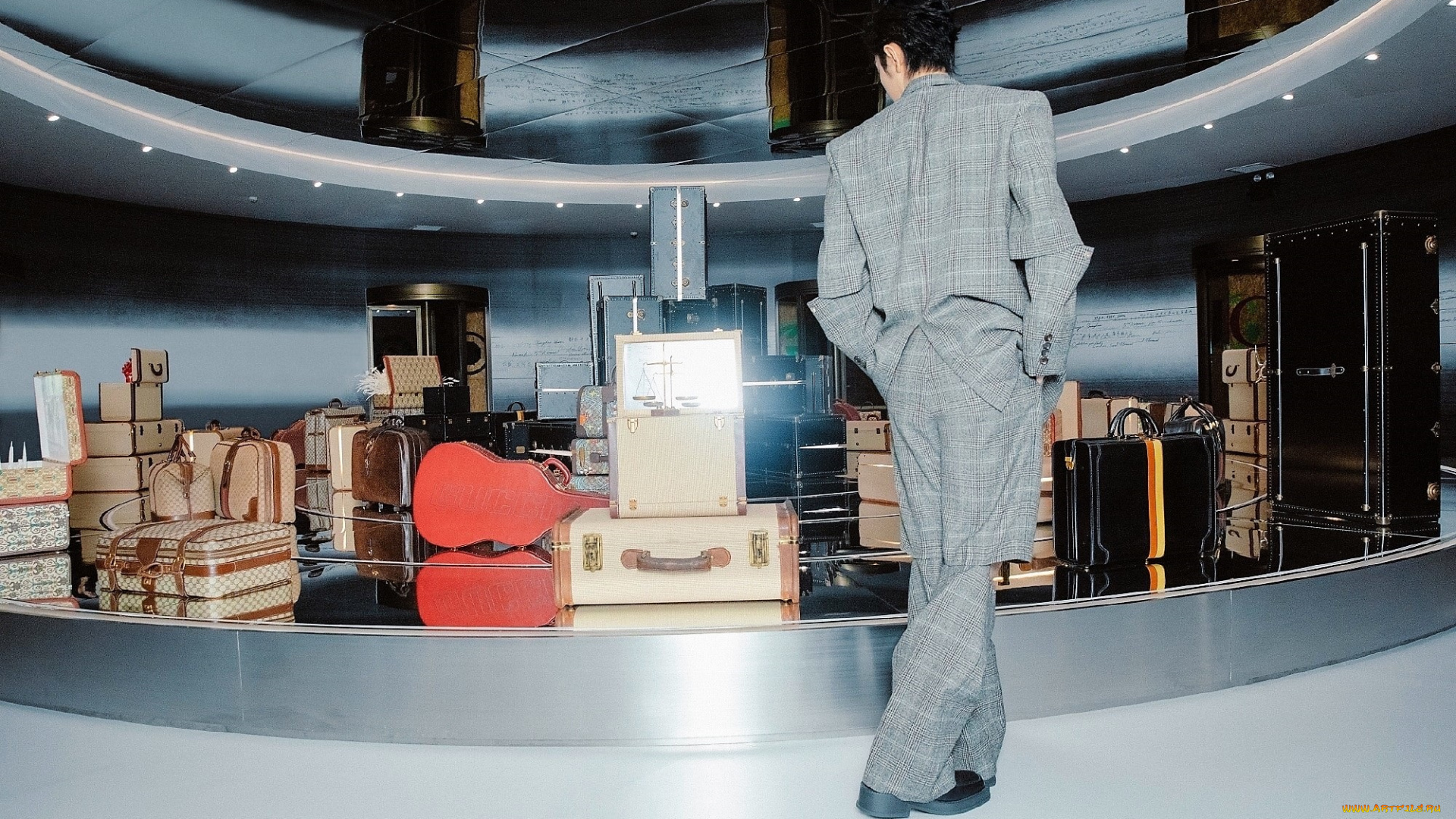 мужчины, xiao, zhan, костюм, чемоданы, багаж