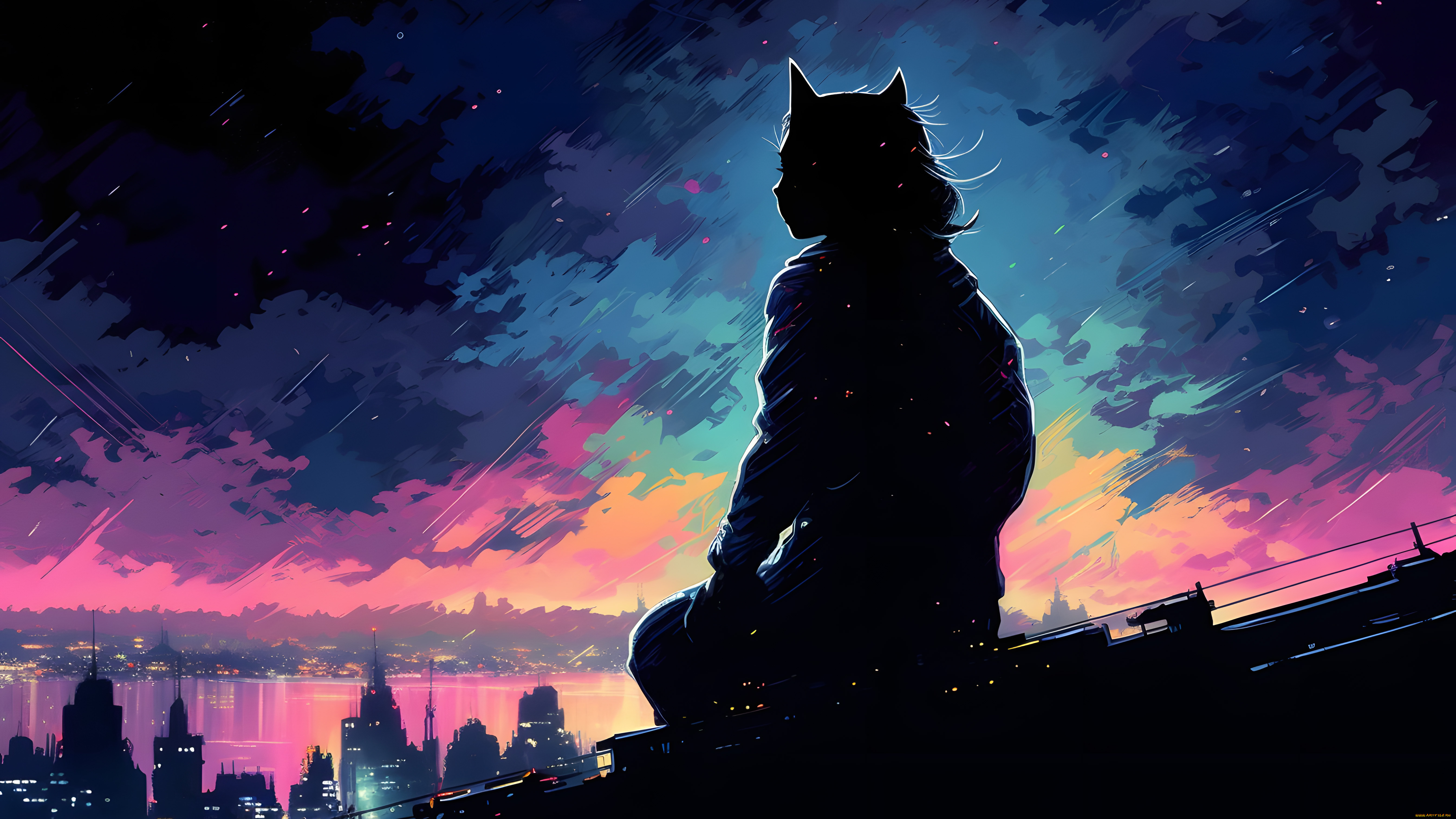 рисованное, комиксы, кошка, нейросети